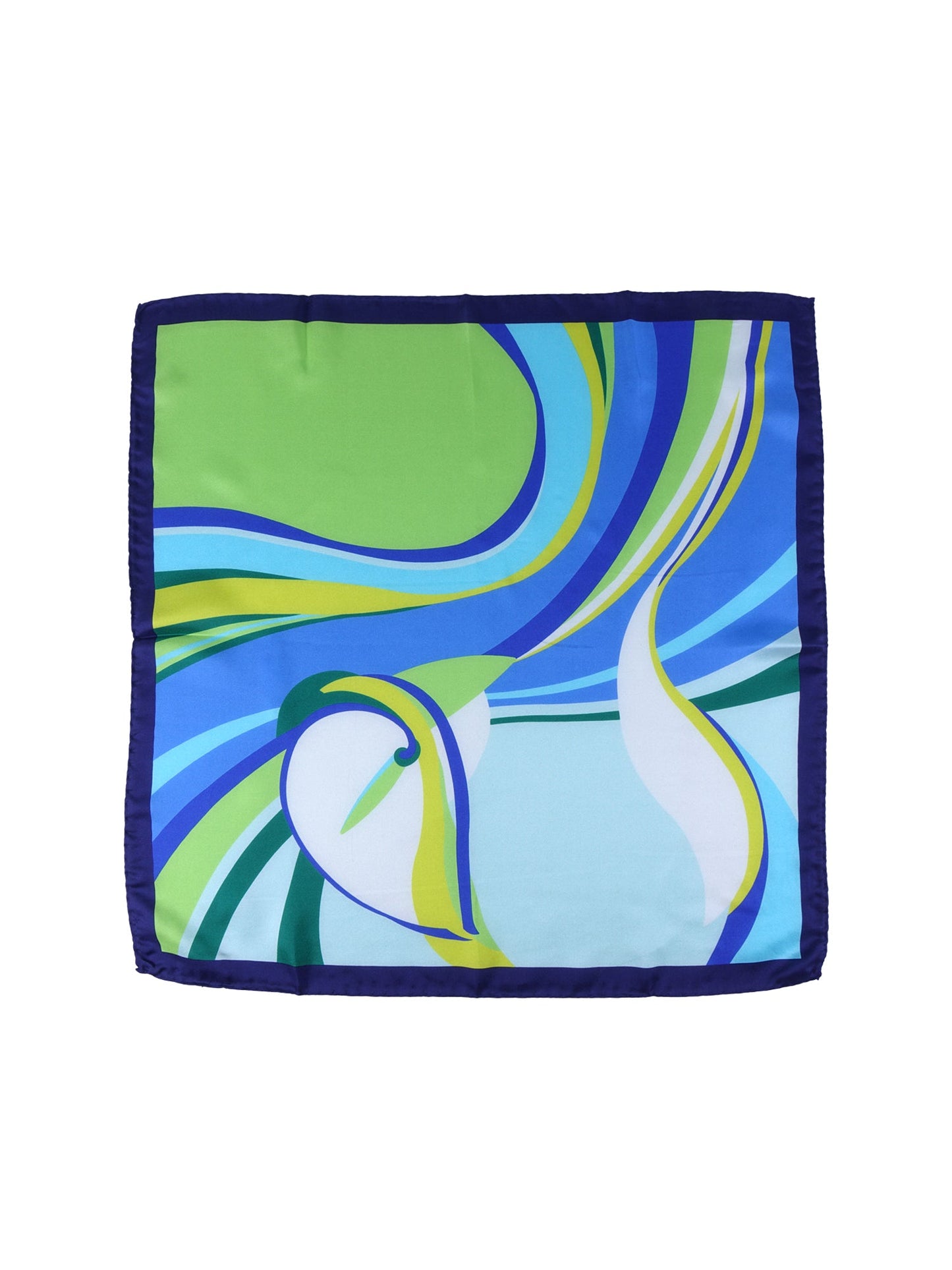 Blue printed silk foulard WAVES