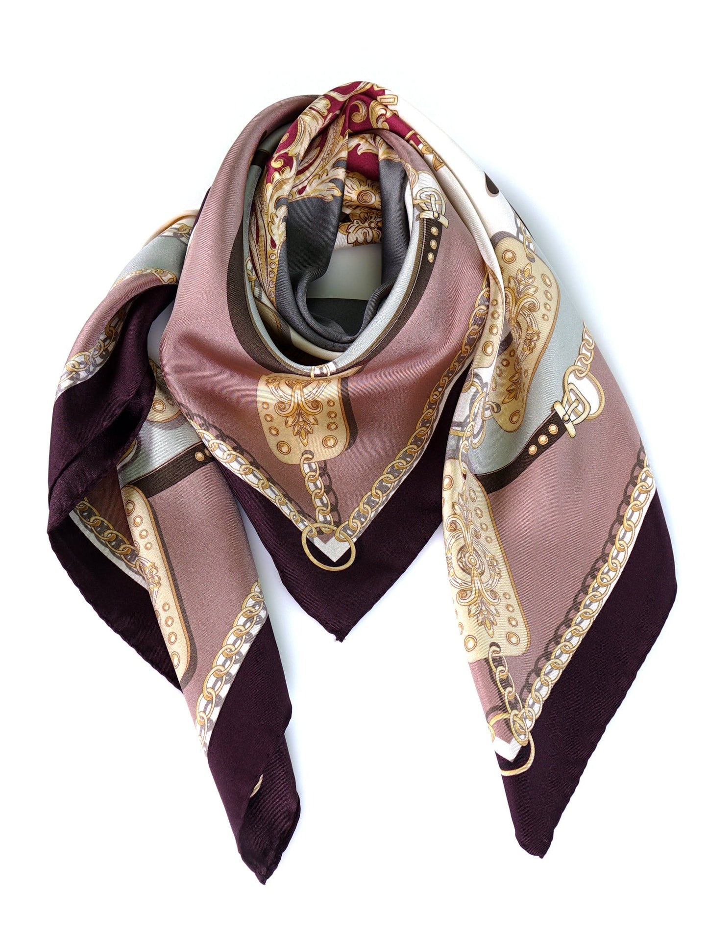 Beige/Gray Printed Silk Stole Scarf BERENIKE