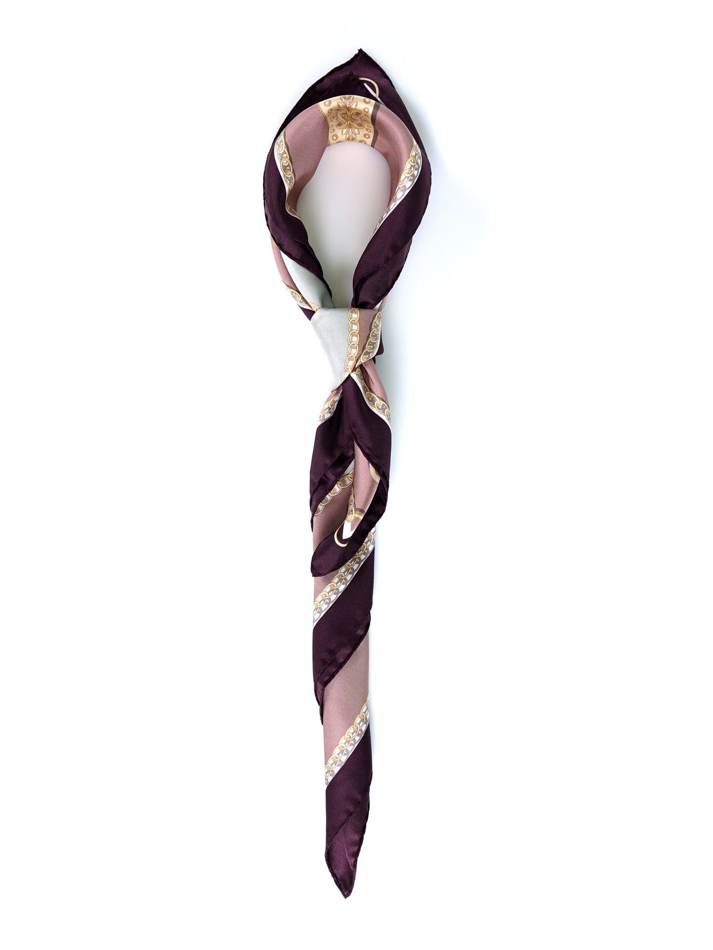 Beige/Gray Printed Silk Twill Scarf BERENIKE