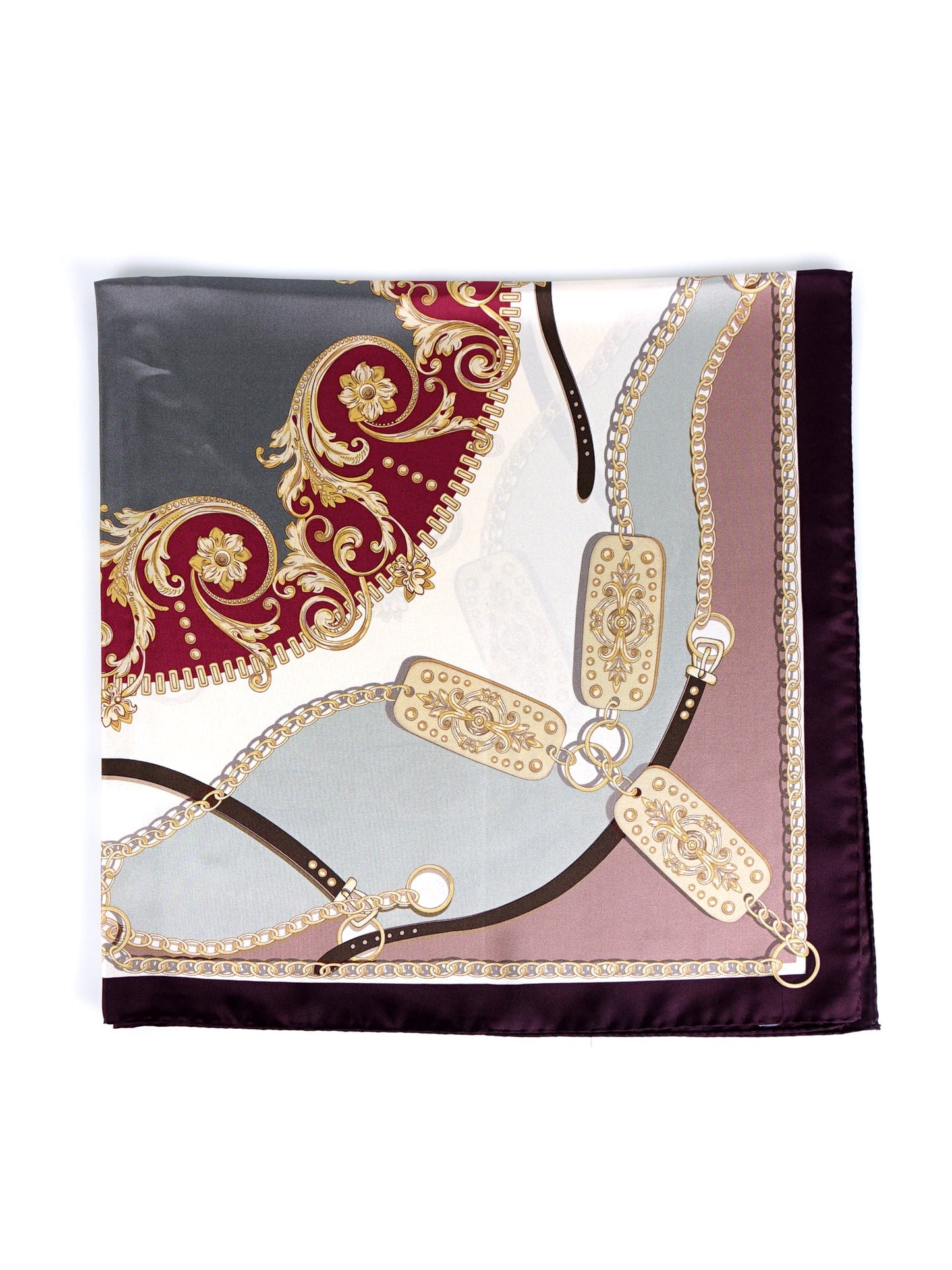 Beige/Gray Printed Silk Twill Scarf BERENIKE