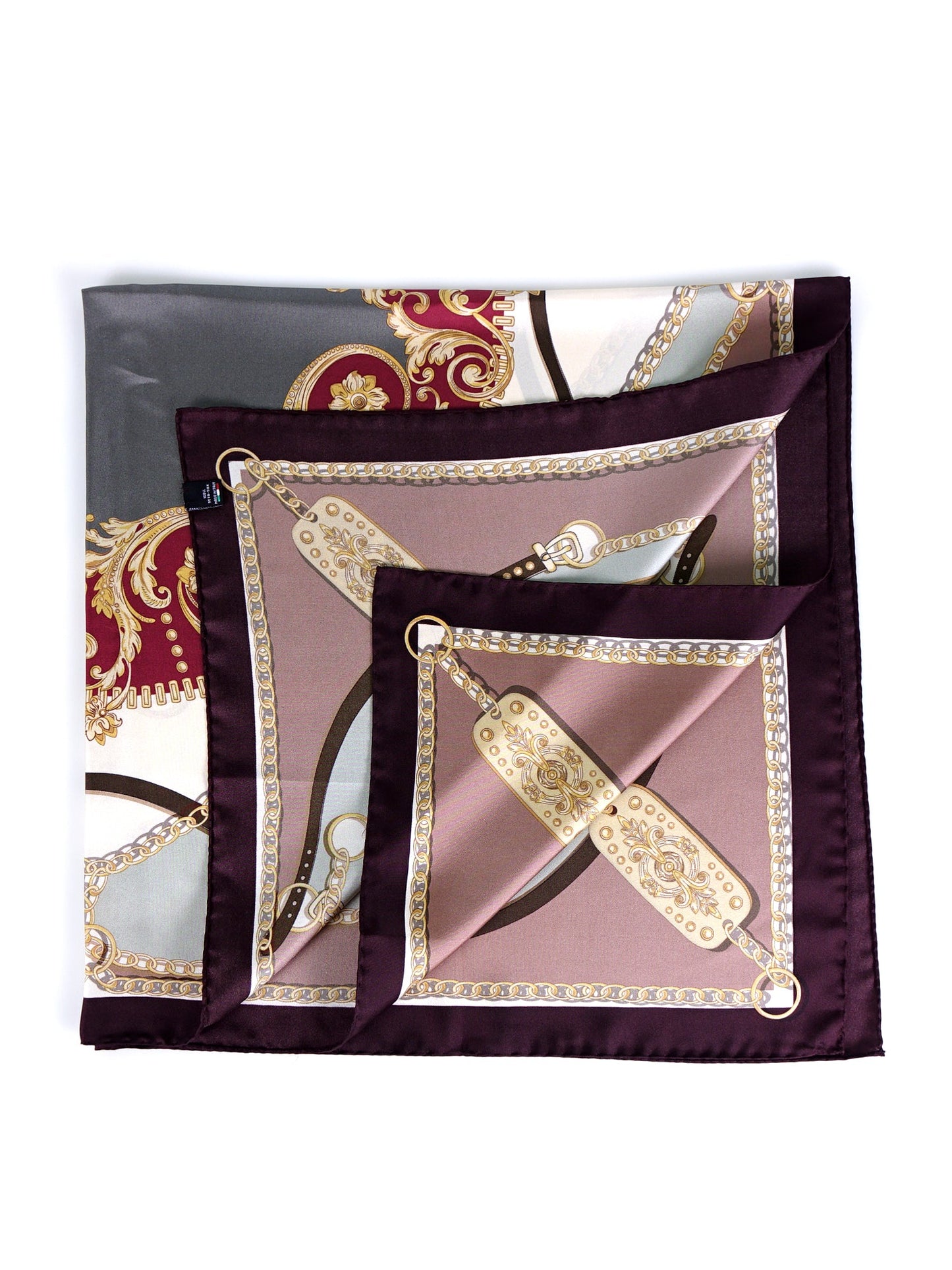 Beige/Gray Printed Silk Twill Scarf BERENIKE