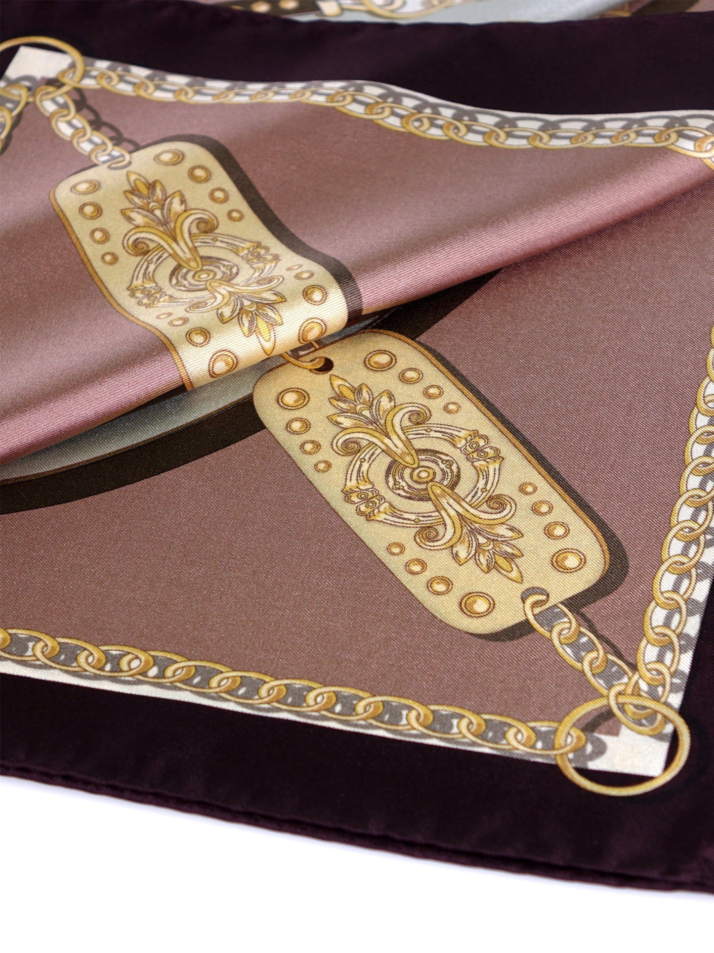 Beige/Gray Printed Silk Twill Scarf BERENIKE