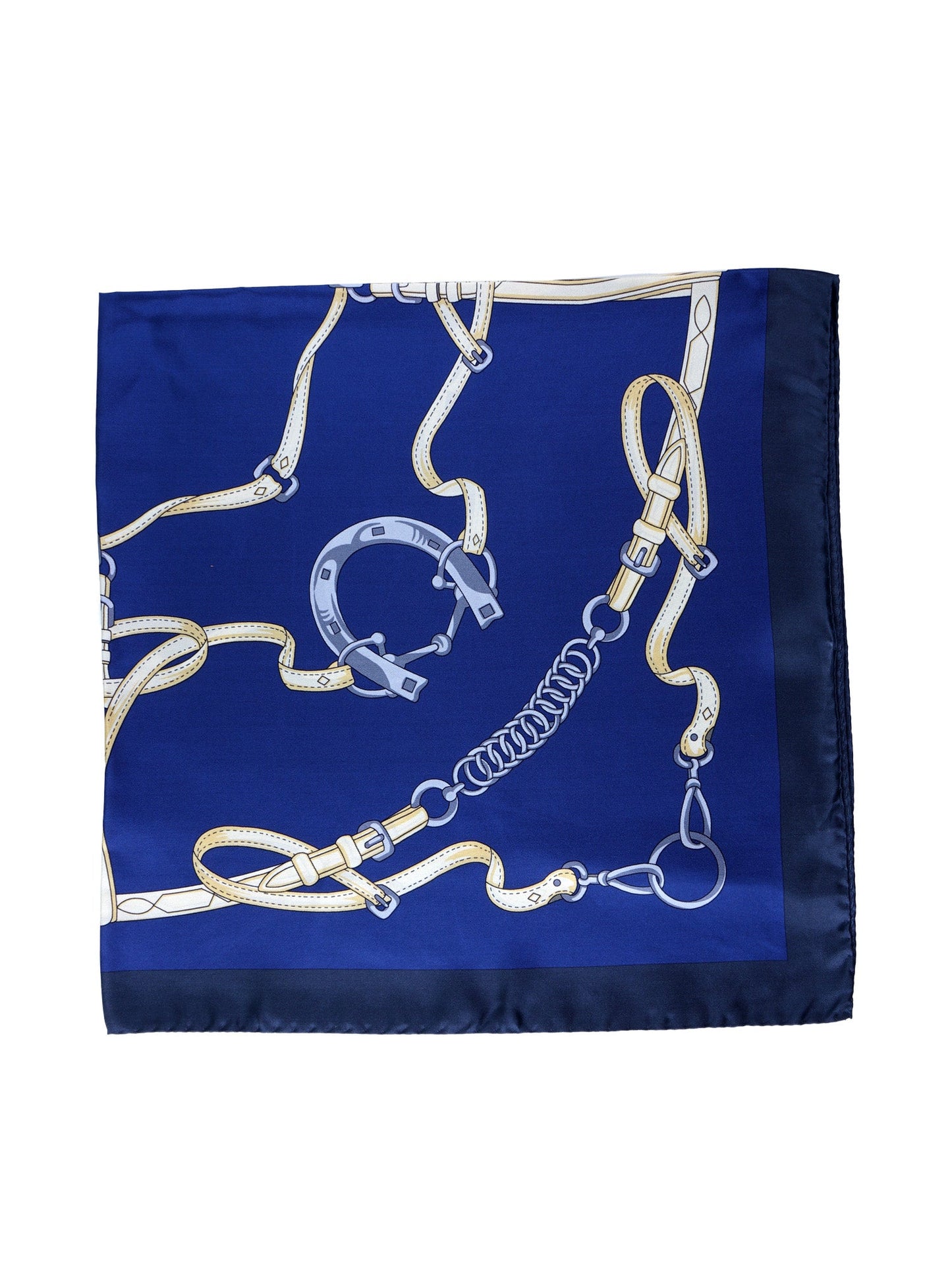 Blue silk scarf 90x90cm printed REINS