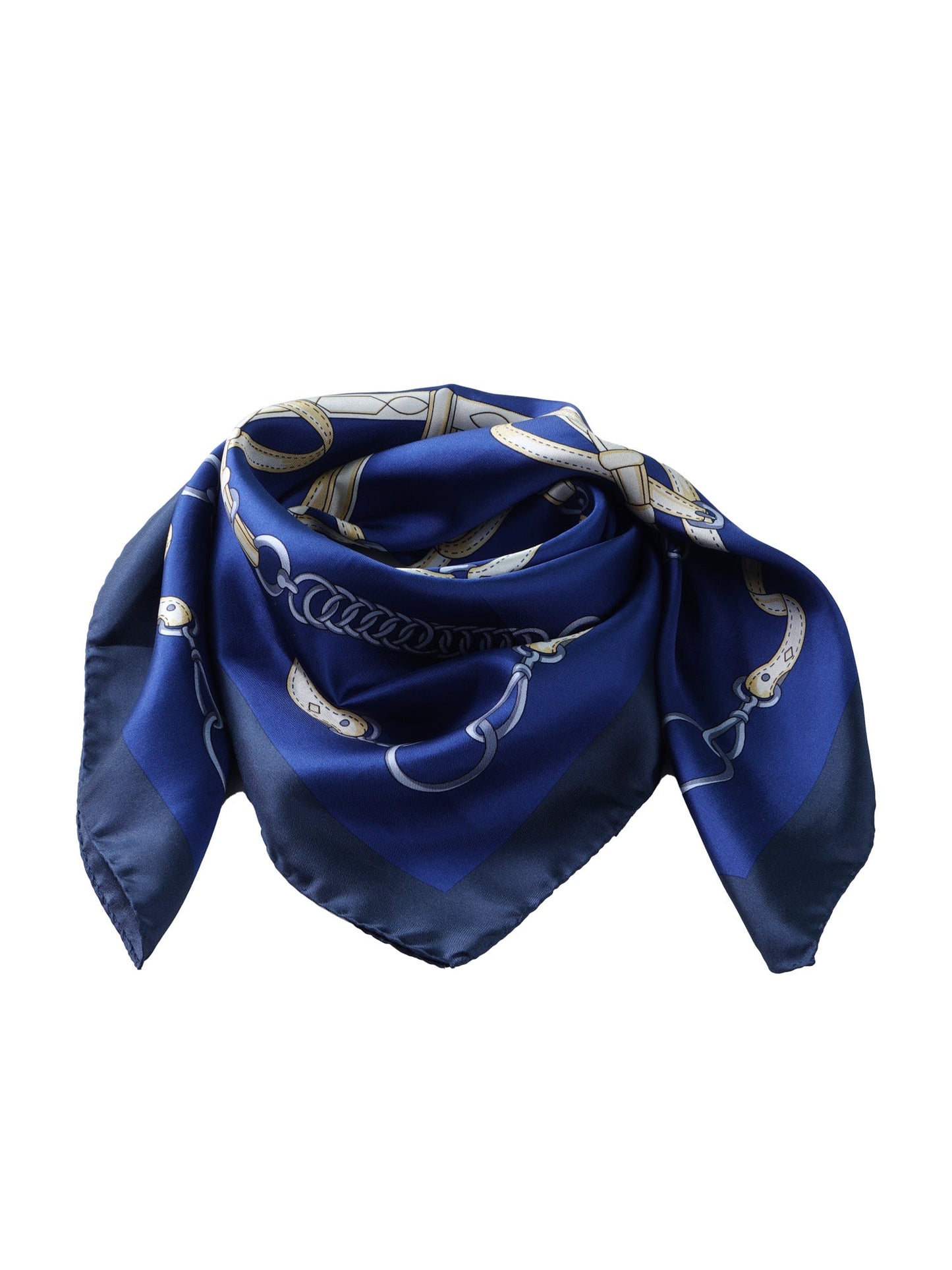 Blue silk scarf 90x90cm printed REINS