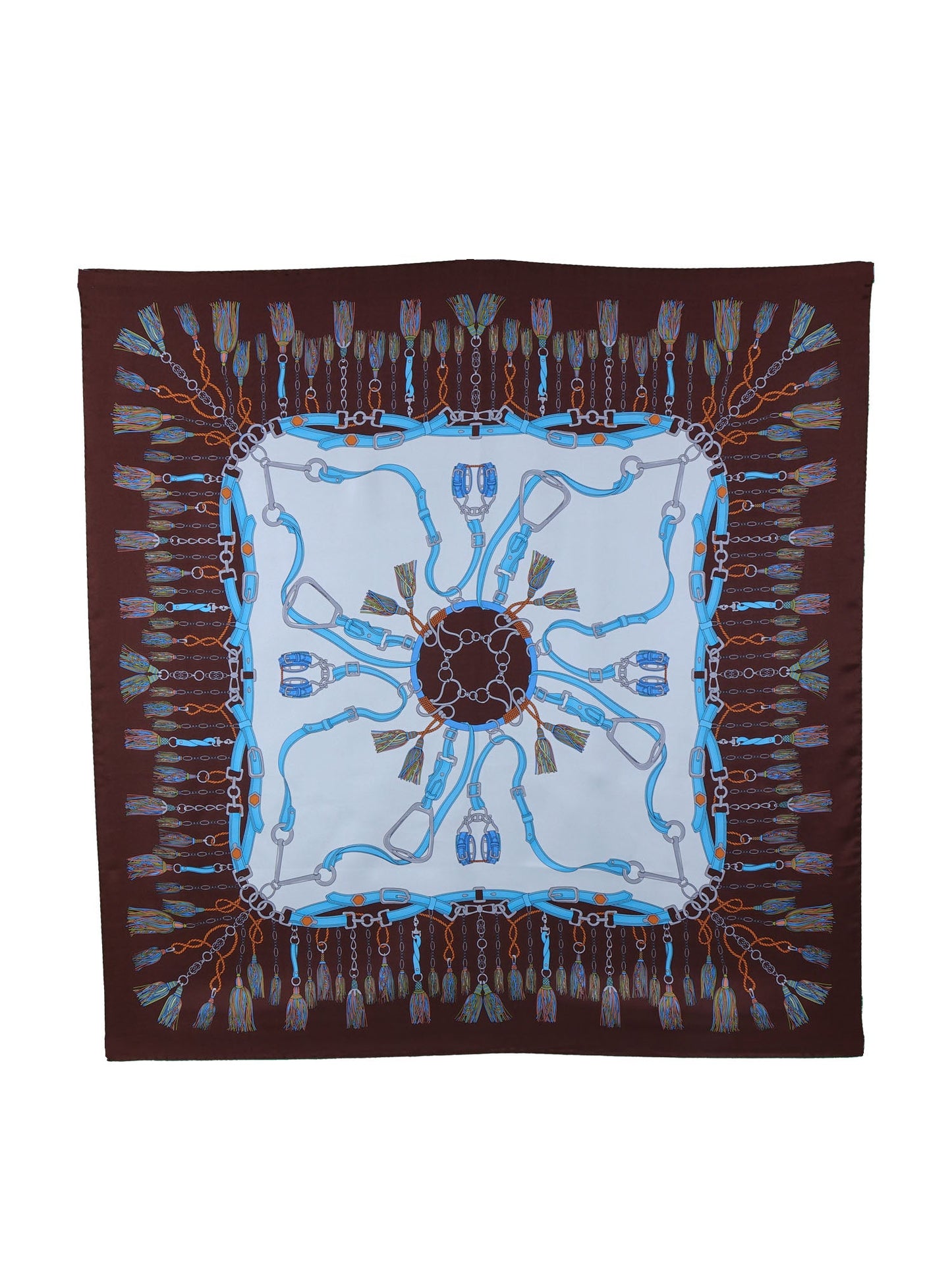 Silk foulard with White Background Printed CORDIN