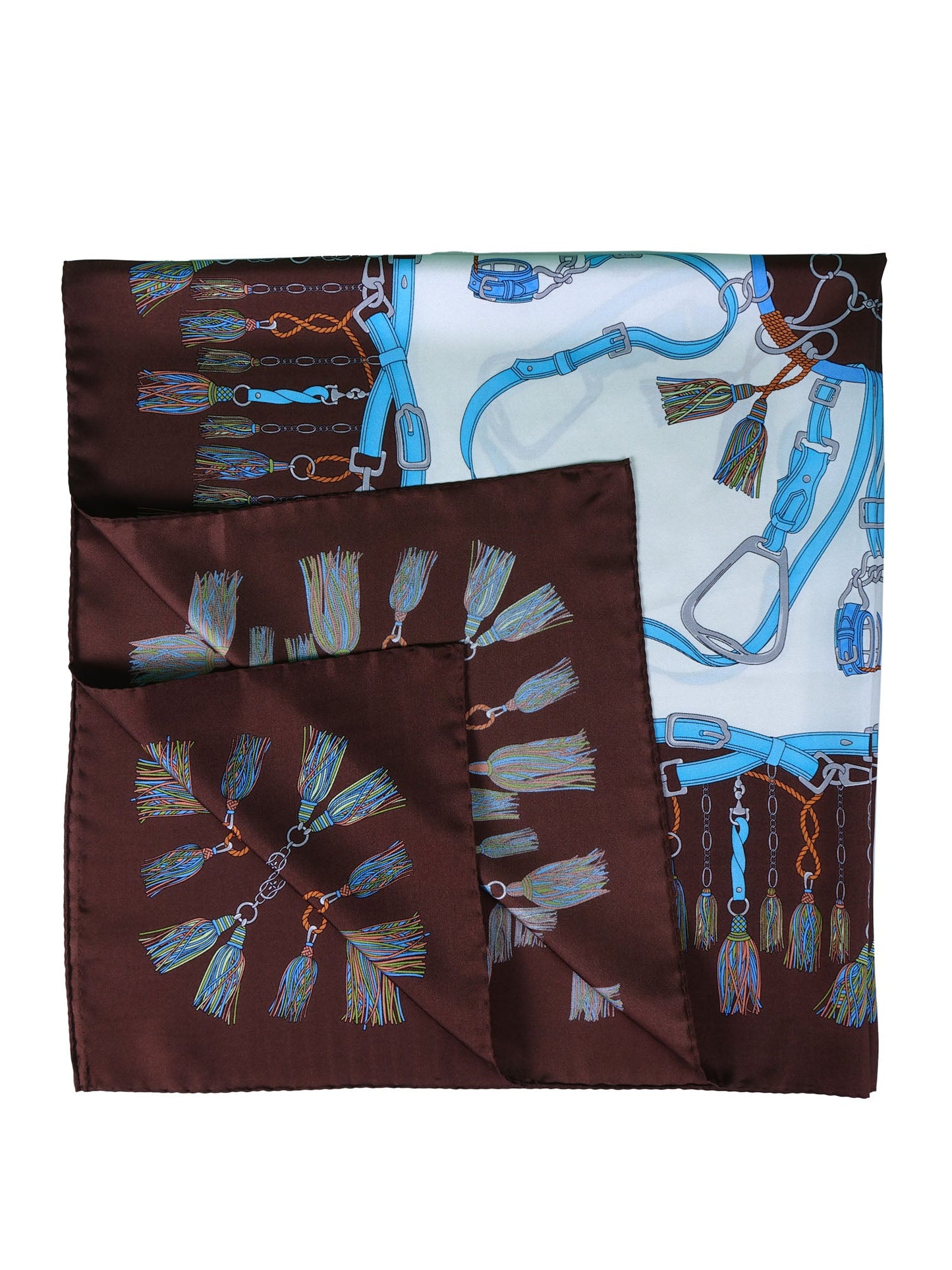 Silk foulard with White Background Printed CORDIN
