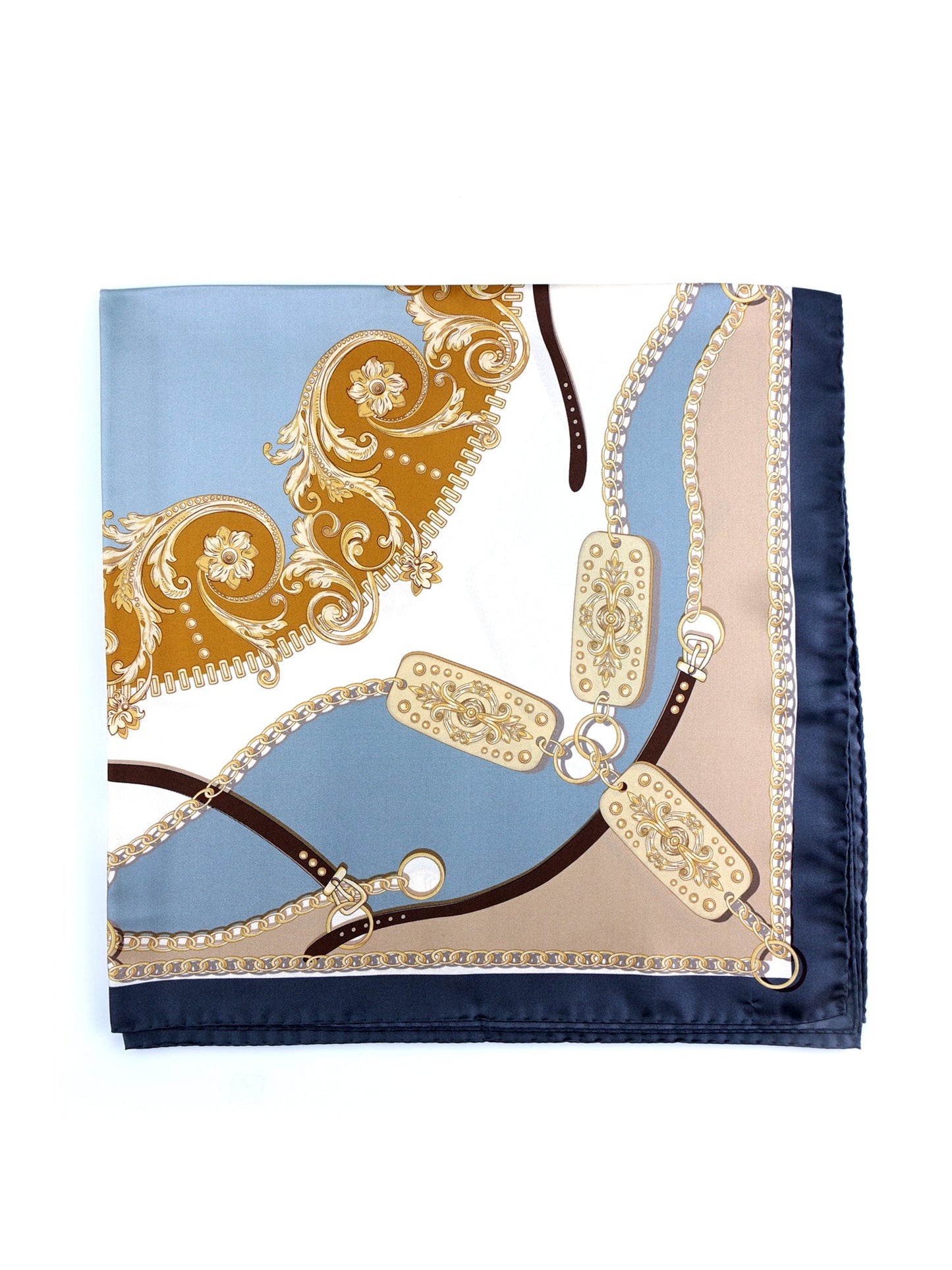 Printed silk square scarf in grey BERENIKE
