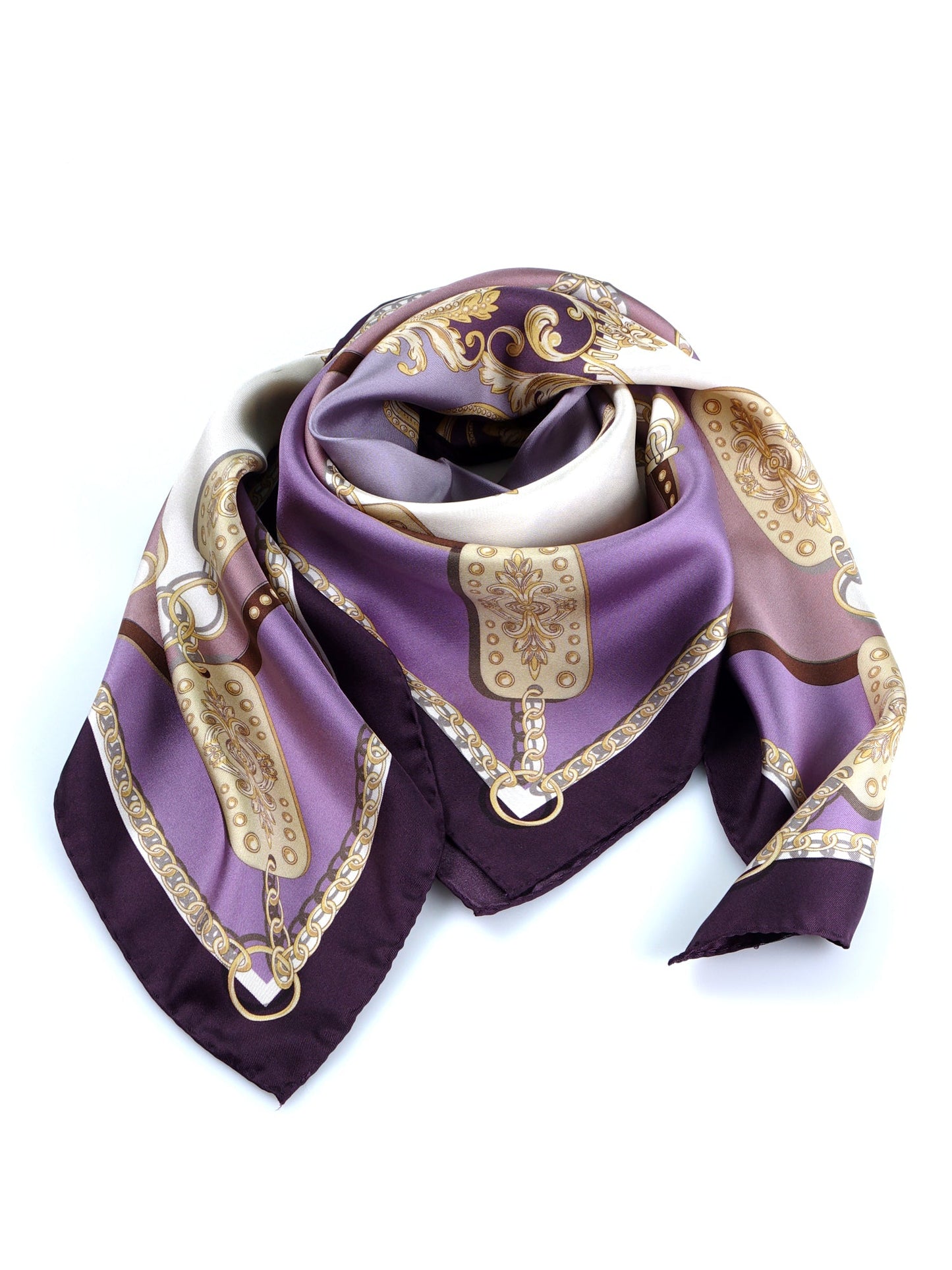 Lilac/beige in pure printed silk Stole Scarf BERENIKE
