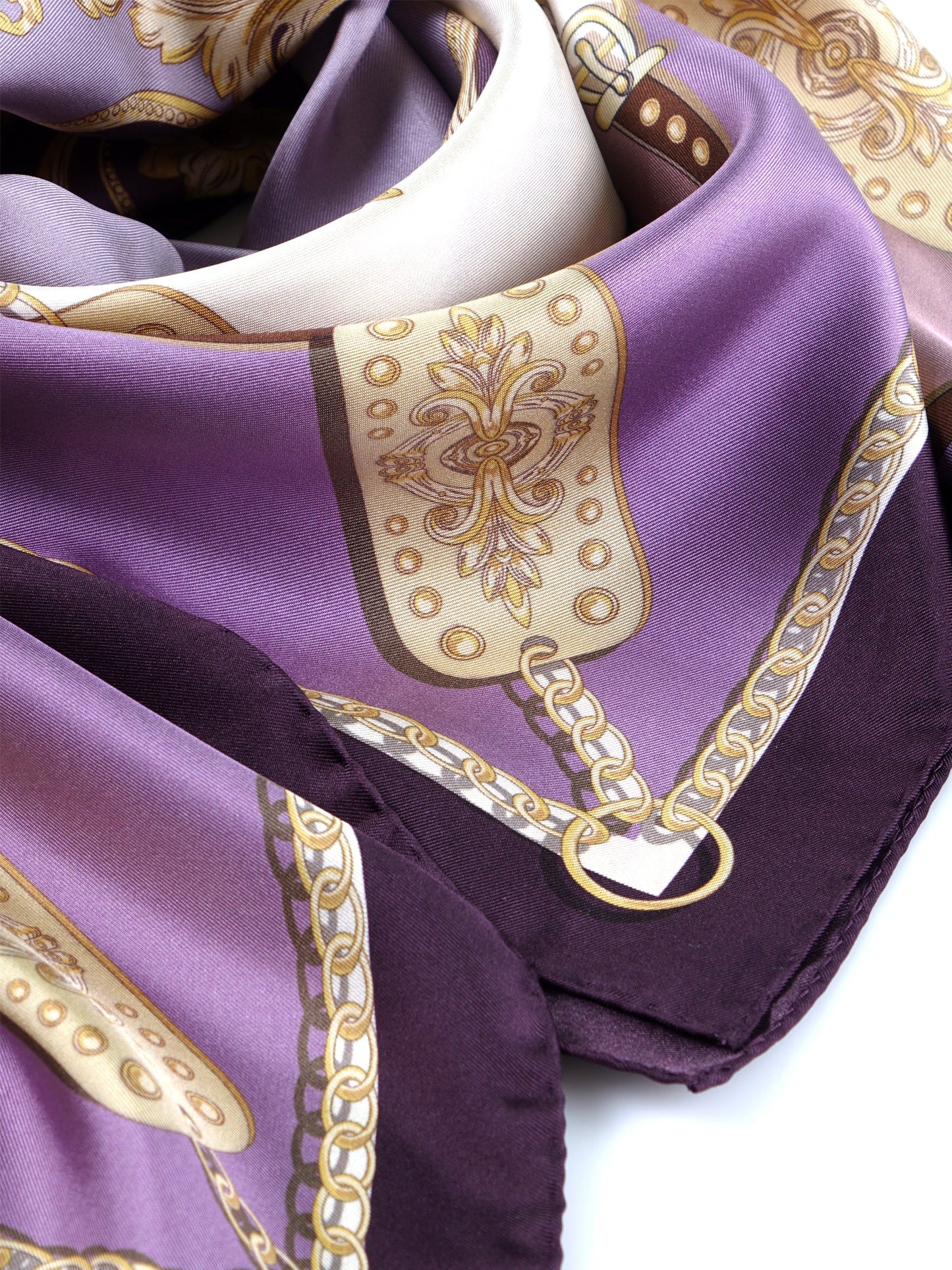 Lilac/beige in pure printed silk Stole Scarf BERENIKE