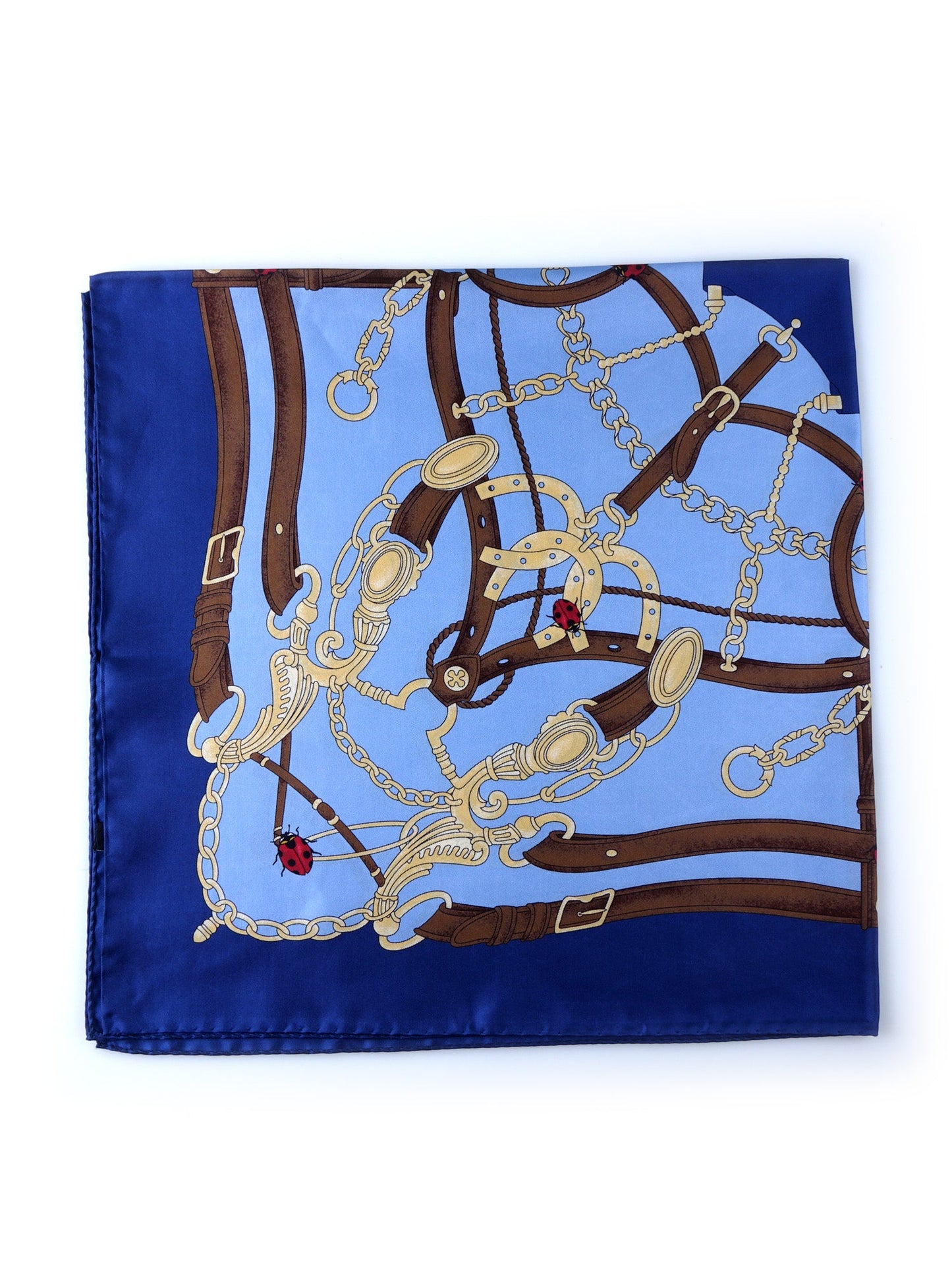 Electric Blue Scarf 90x90cm in Printed Silk LADY BUGS