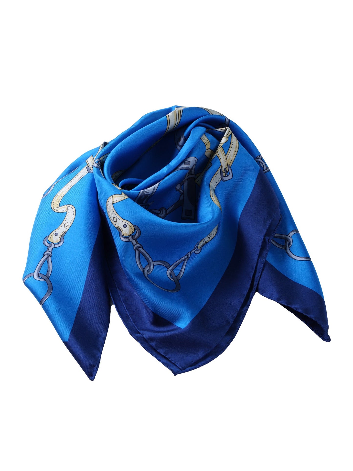Light blue silk scarf 90x90cm printed REINS