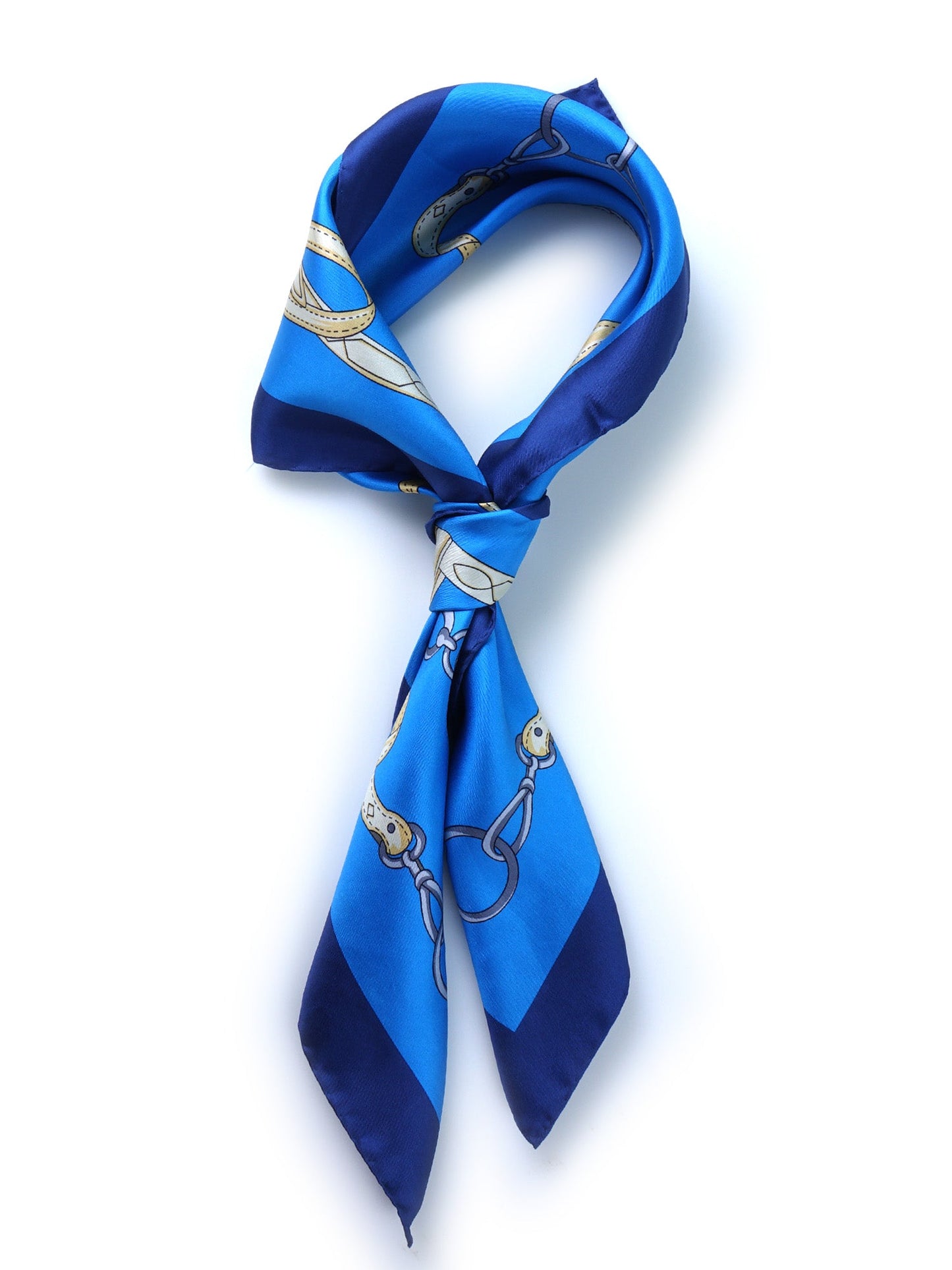 Light blue silk scarf 90x90cm printed REINS