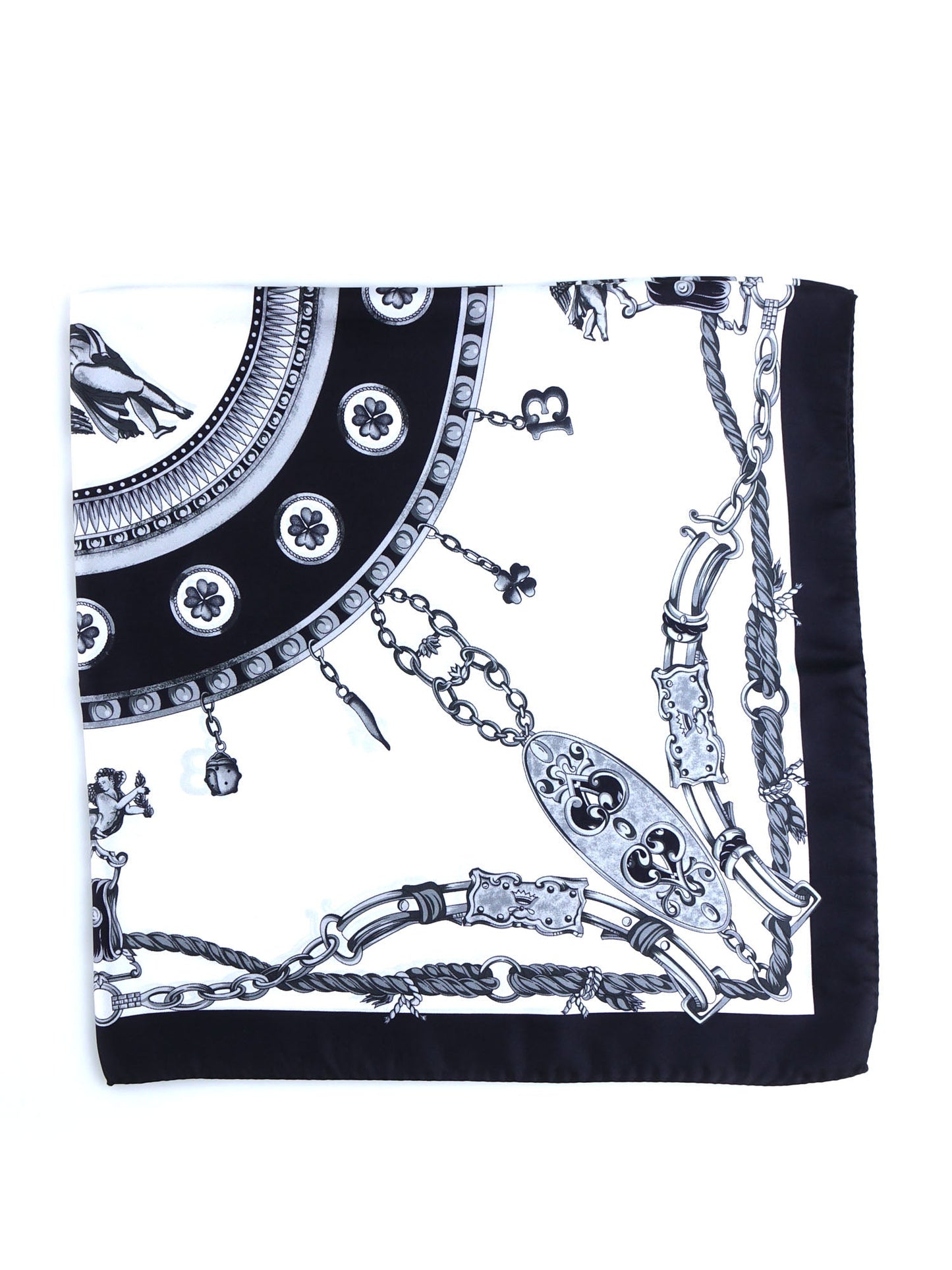 White Silk Printed Scarf 90x90cm ANGELS