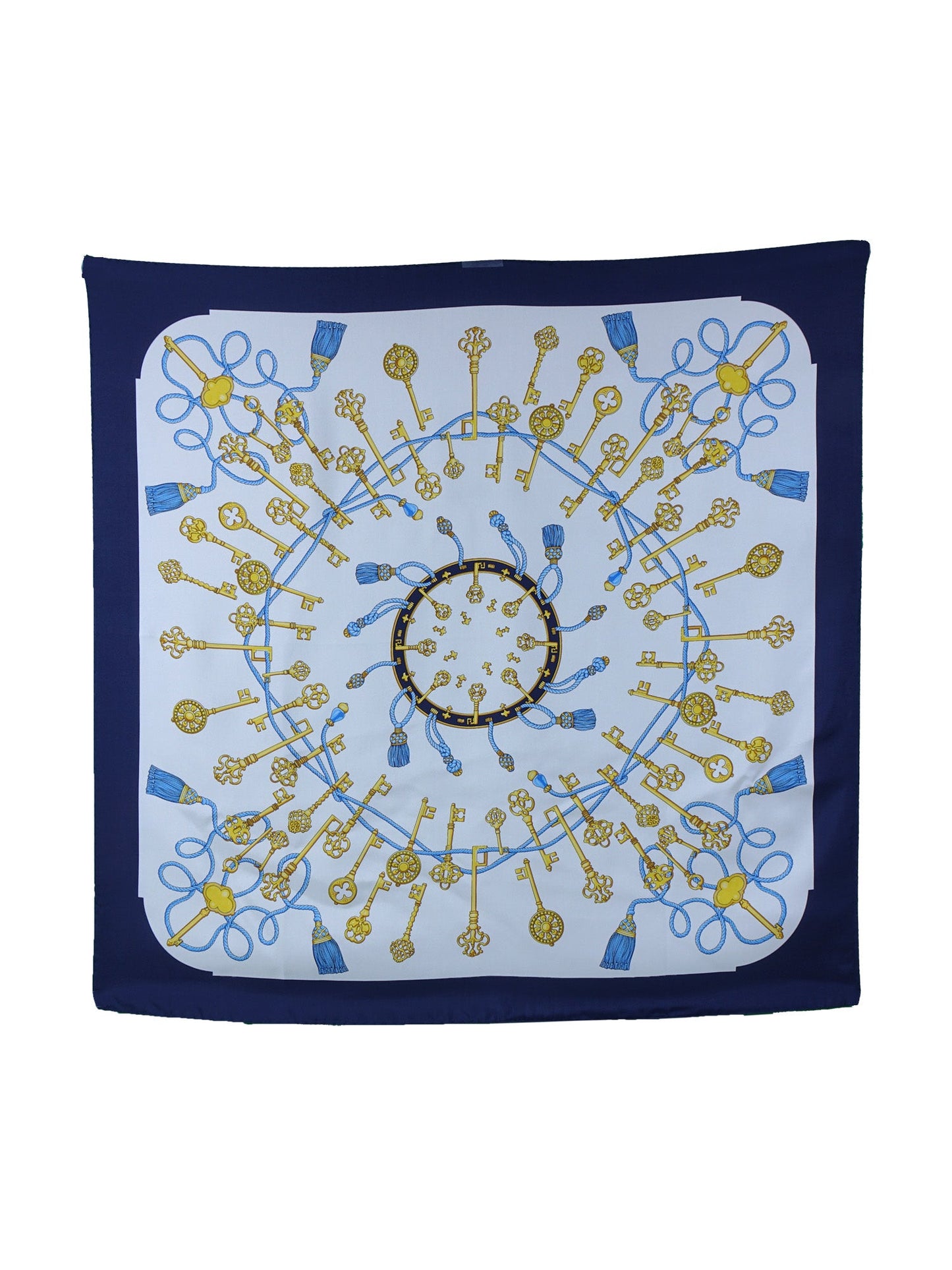 Silk foulard with white background printed KEYS
