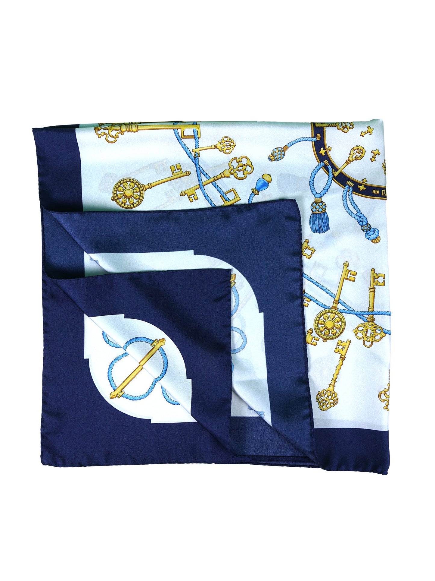 Silk foulard with white background printed KEYS
