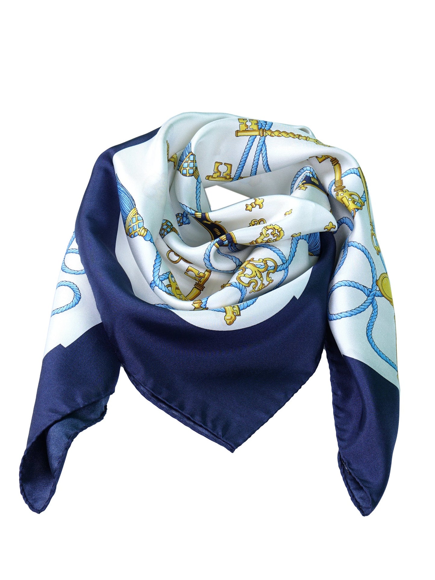 Silk foulard with white background printed KEYS