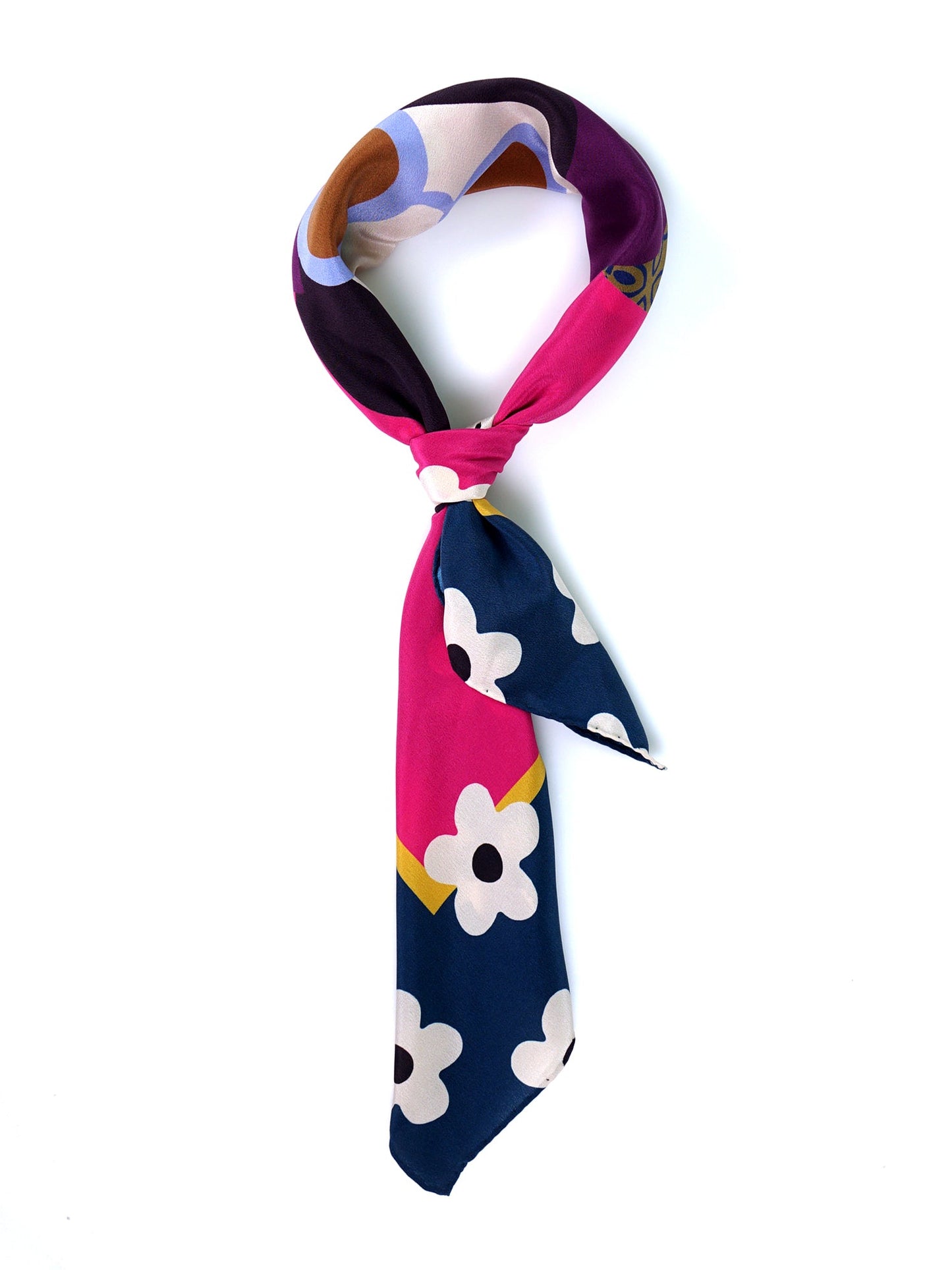 Teal Scarf 70x70cm in Crinkled Printed Silk LADY
