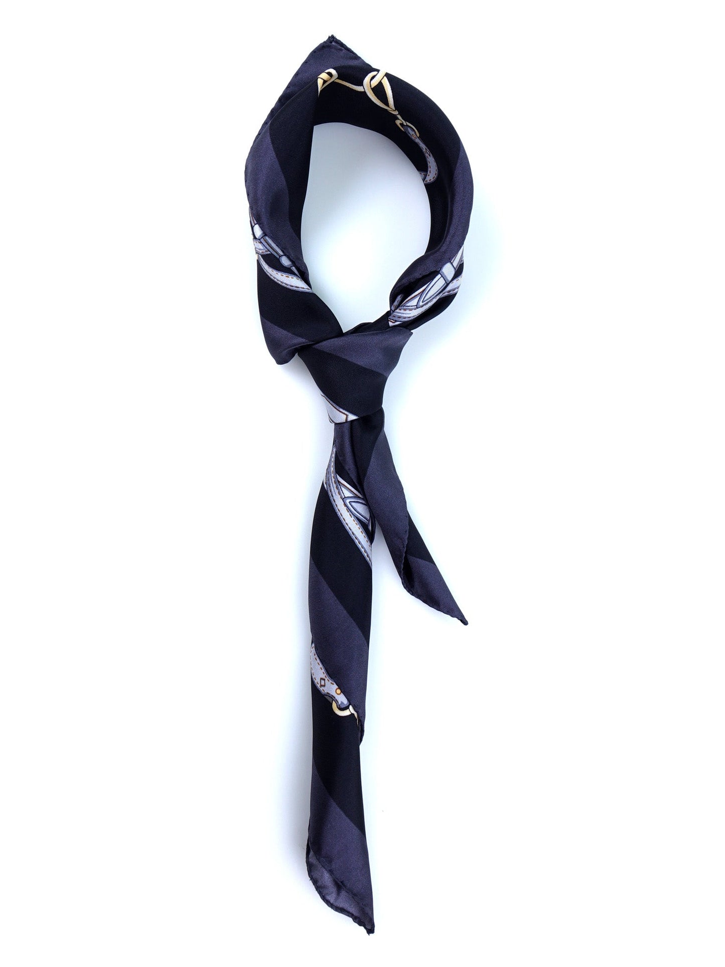 Black Scarf 70x70cm in Printed Silk REINS