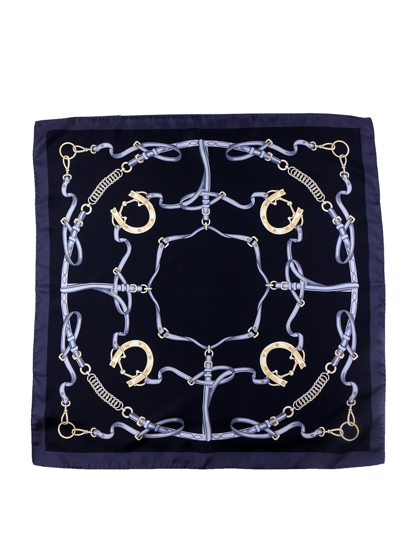 Black Scarf 70x70cm in Printed Silk REINS
