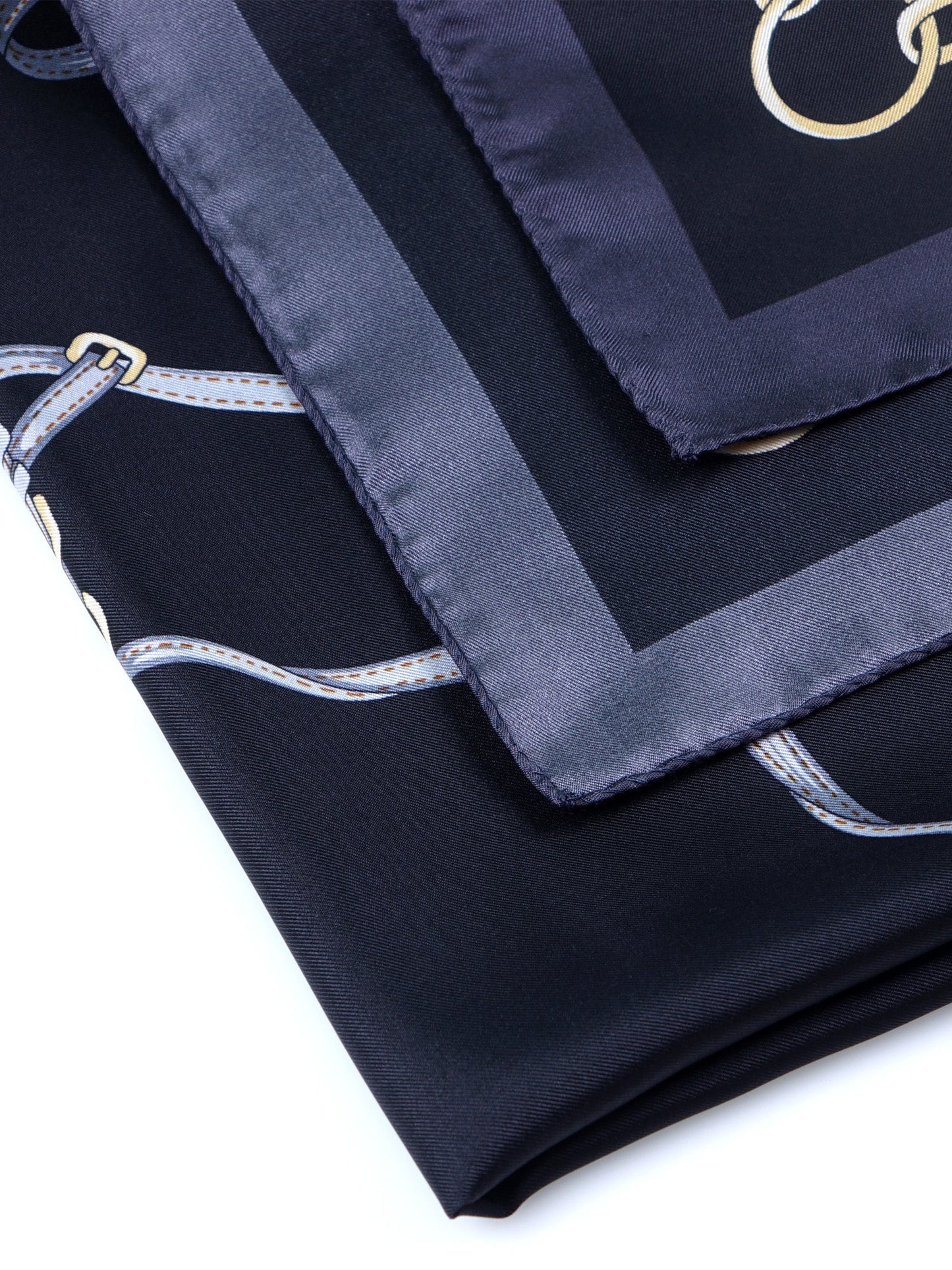Black Scarf 70x70cm in Printed Silk REINS