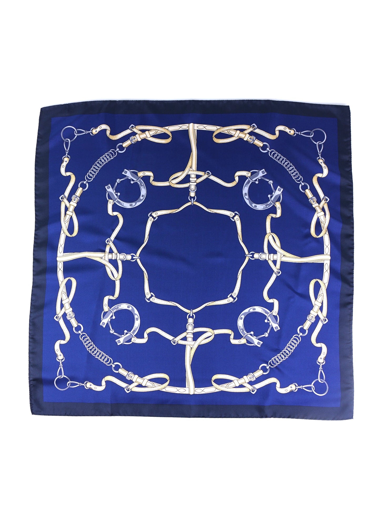 Blue Silk Printed 70x70cm Scarf REINS