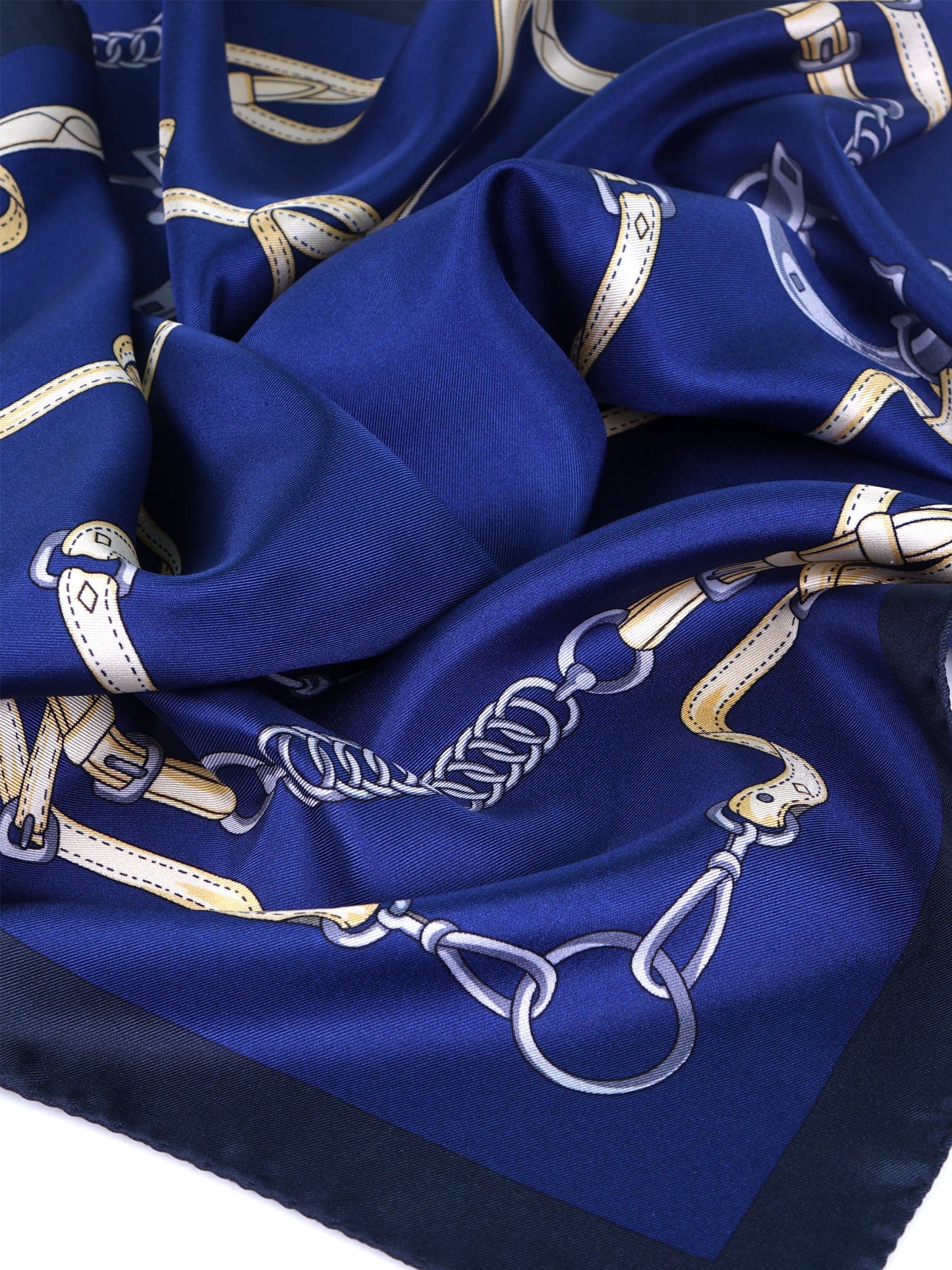 Blue Silk Printed 70x70cm Scarf REINS