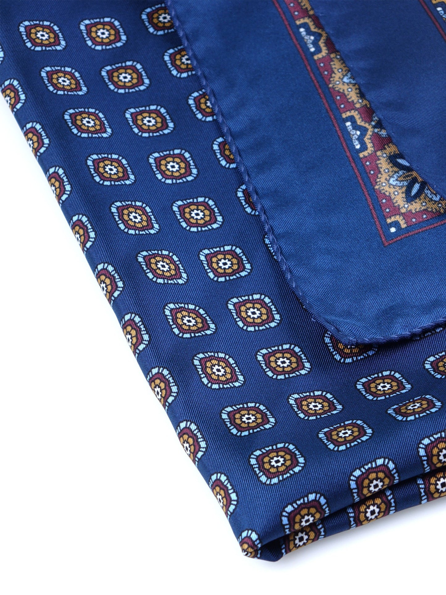 Blue 70x70cm Printed Silk Scarf FEDE