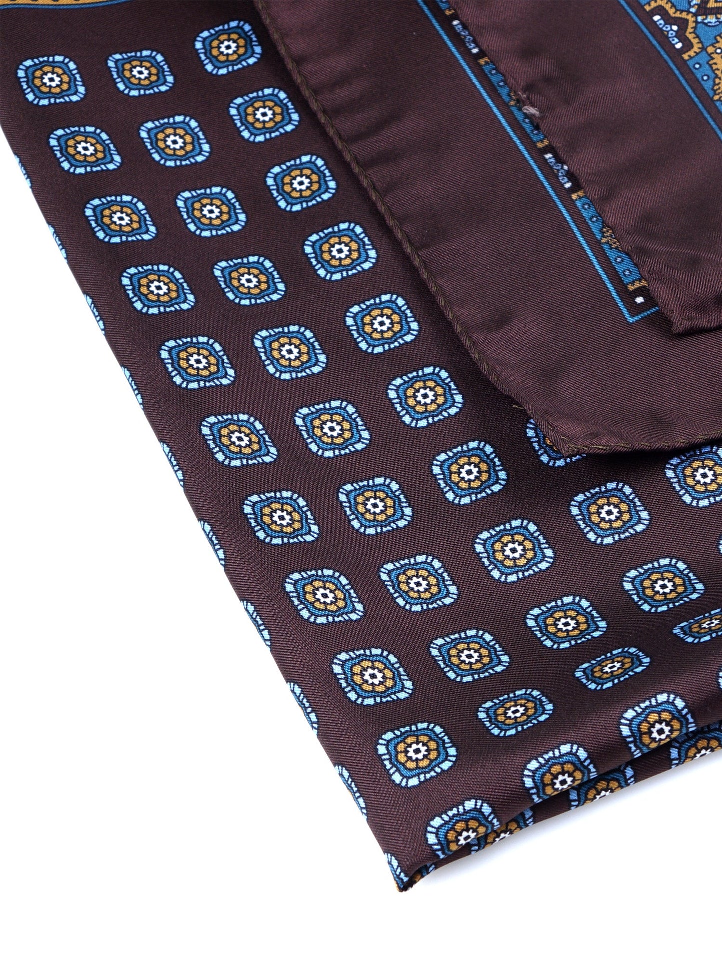 Brown silk printed scarf 70x70cm FEDE