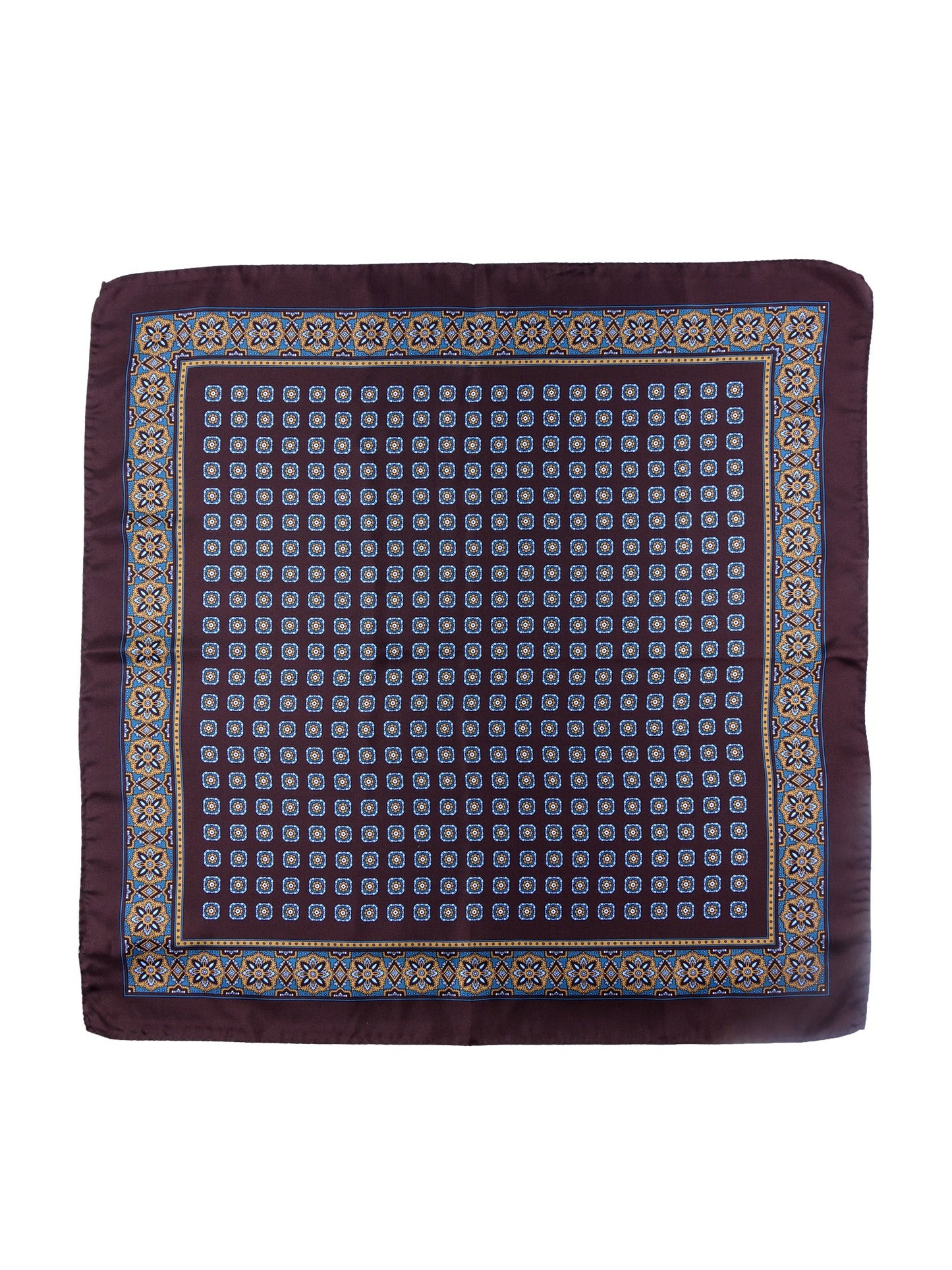 Brown silk printed scarf 70x70cm FEDE