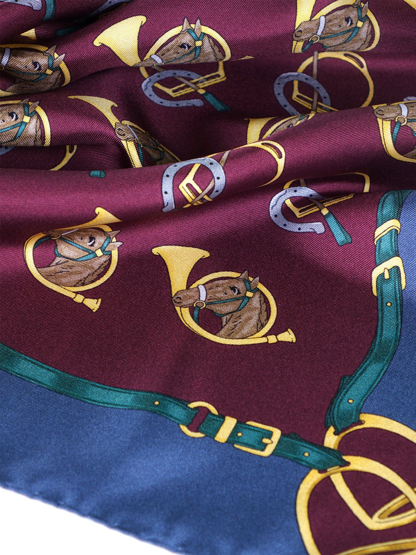 Bordeaux scarf 70x70cm in printed silk TRUMPETS