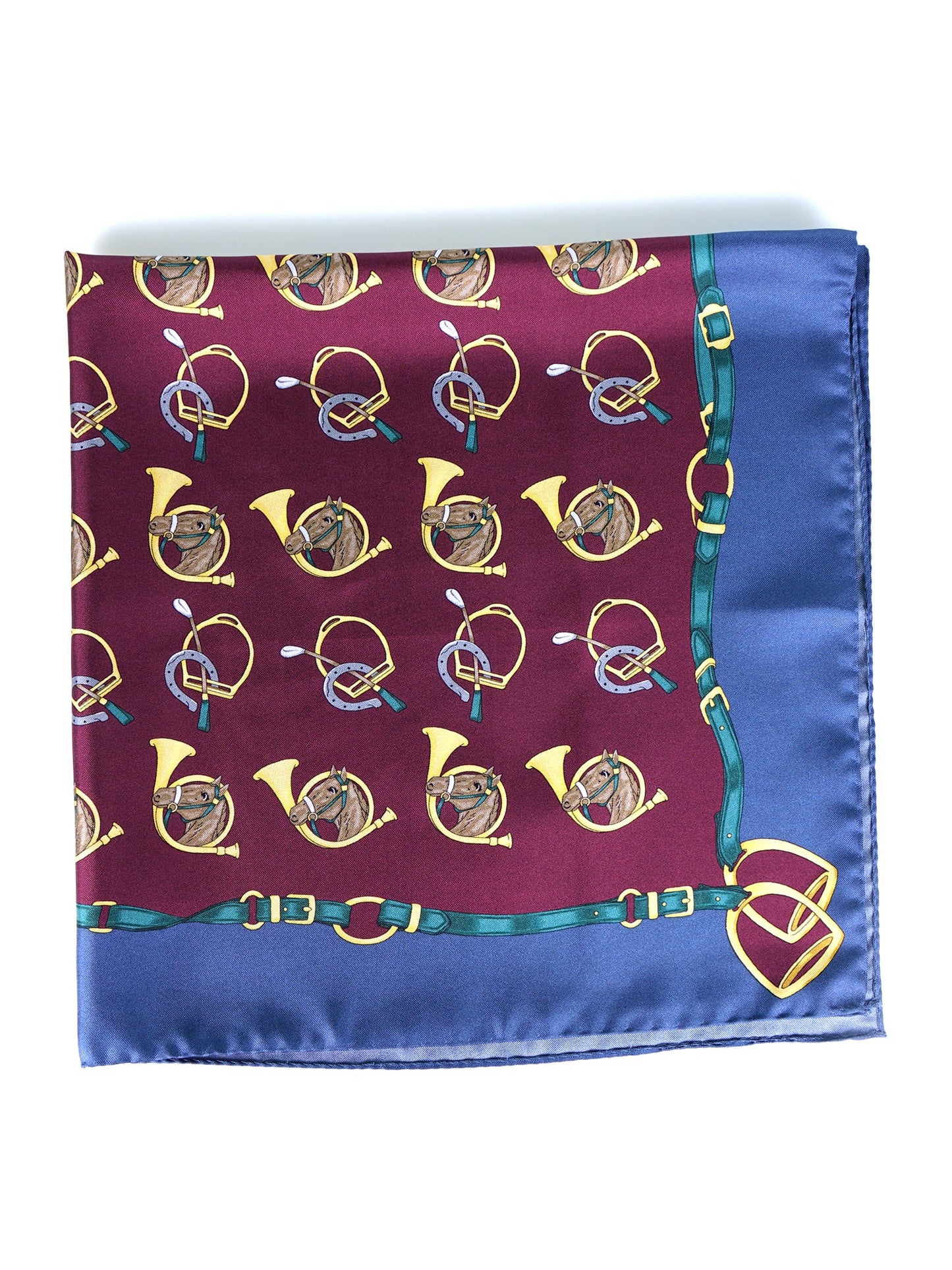 Bordeaux scarf 70x70cm in printed silk TRUMPETS