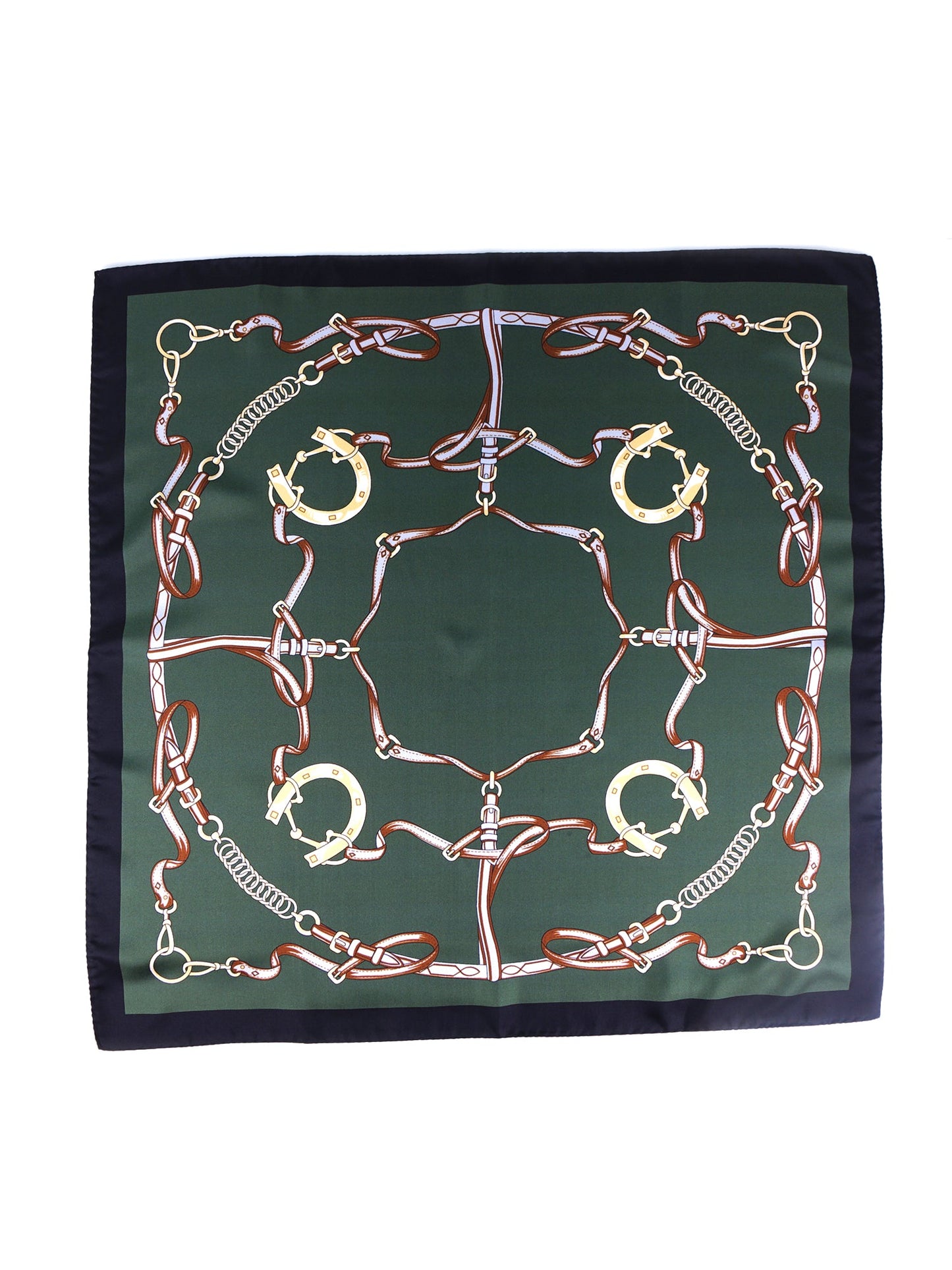 Green Scarf 70x70cm in Printed Silk REINS