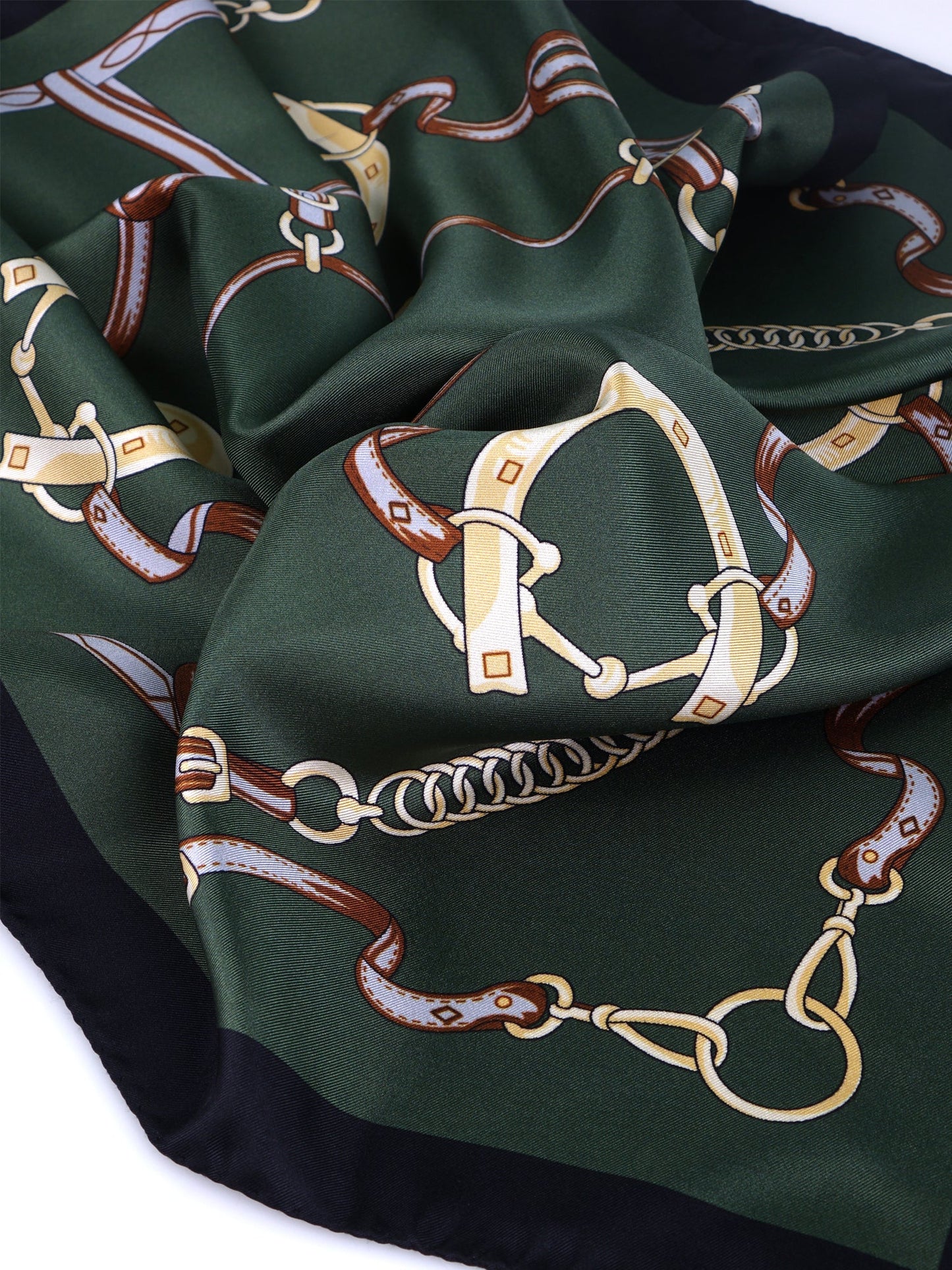 Green Scarf 70x70cm in Printed Silk REINS