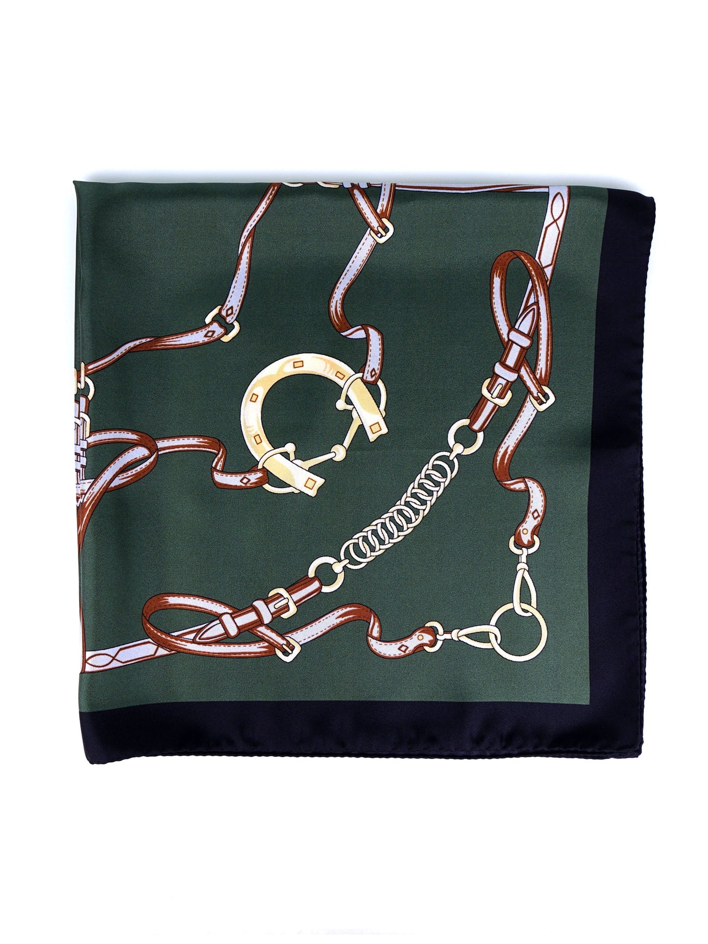 Green Scarf 70x70cm in Printed Silk REINS