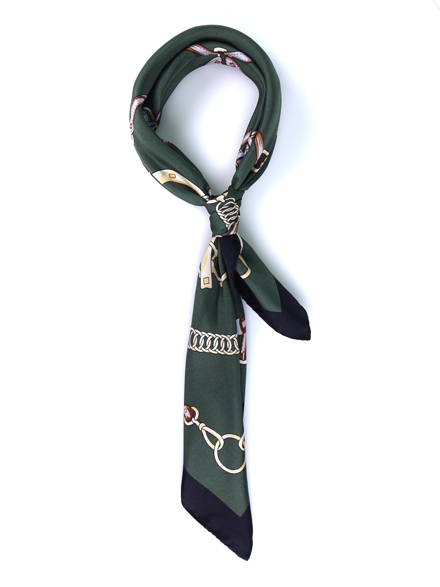 Green Scarf 70x70cm in Printed Silk REINS