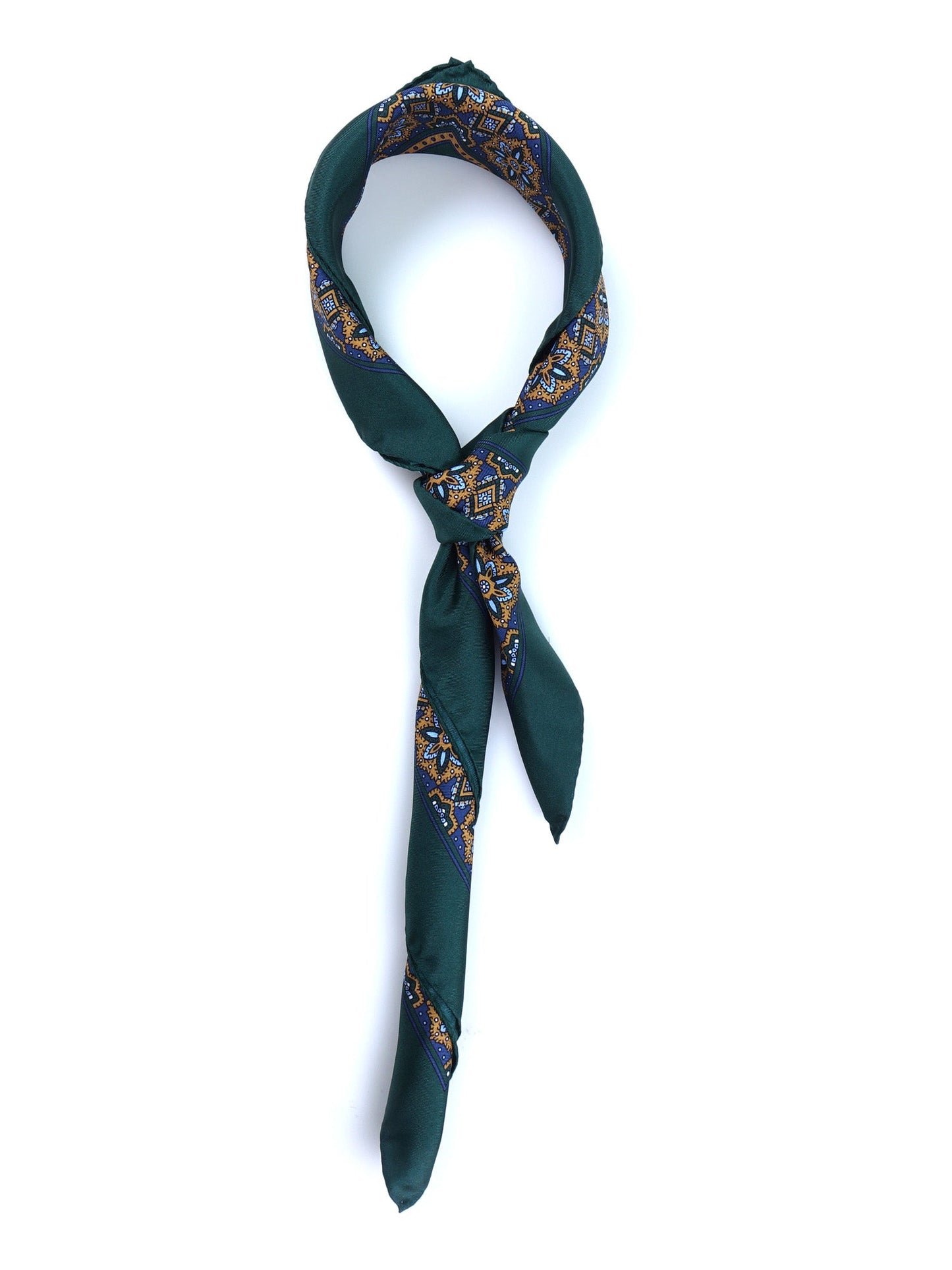 Green 70x70cm Printed Silk Scarf FEDE