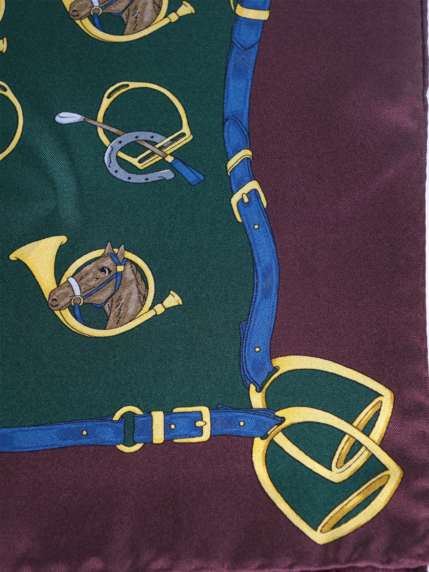 Green 70x70cm Printed Silk Scarf TRUMPETS