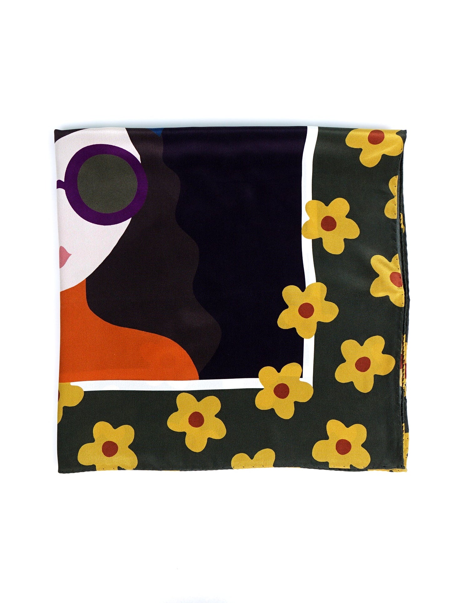 Green 70x70cm Crinkled Silk Scarf LADY