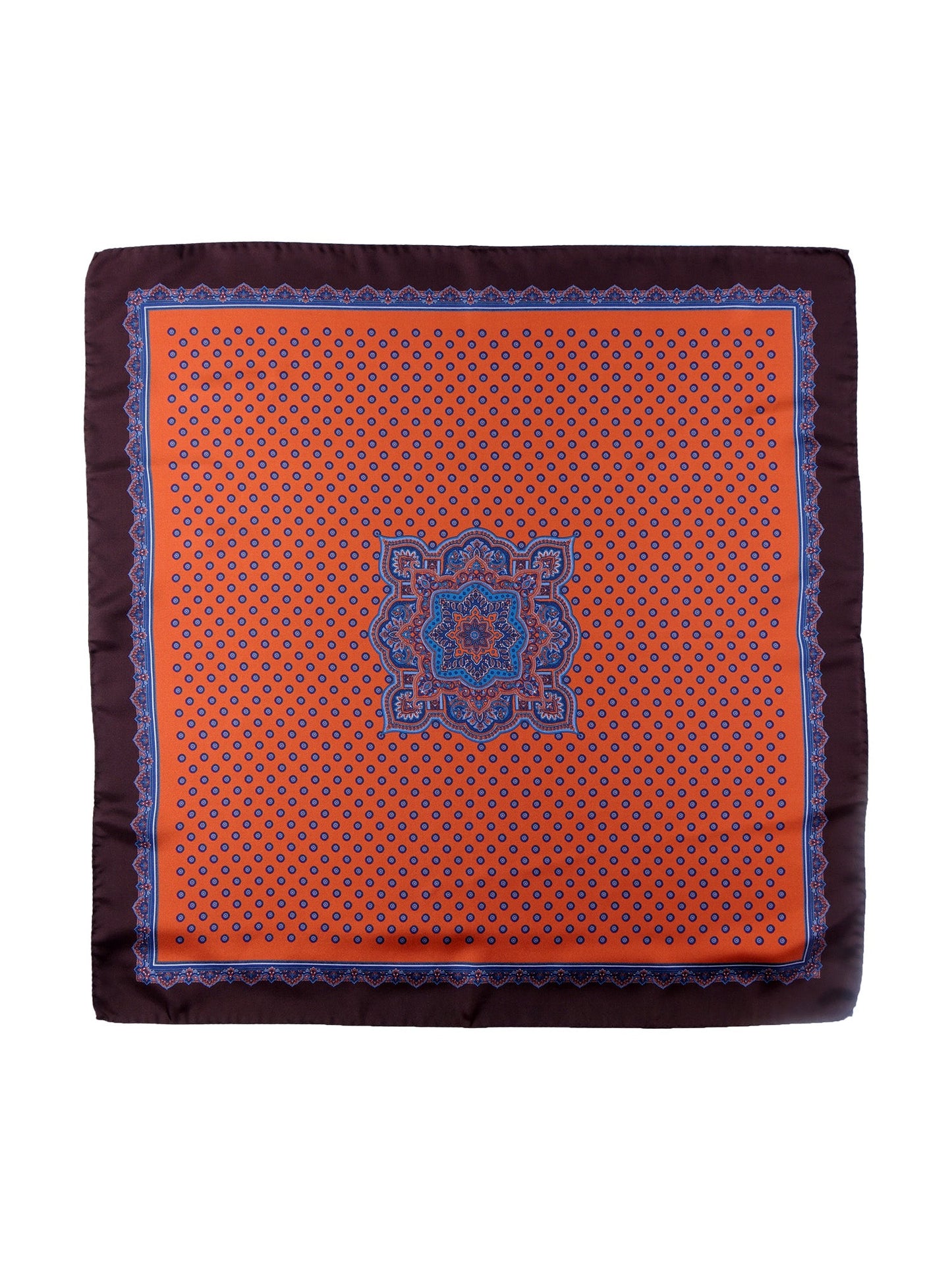 Orange Silk Scarf 70x70cm Printed MELIER
