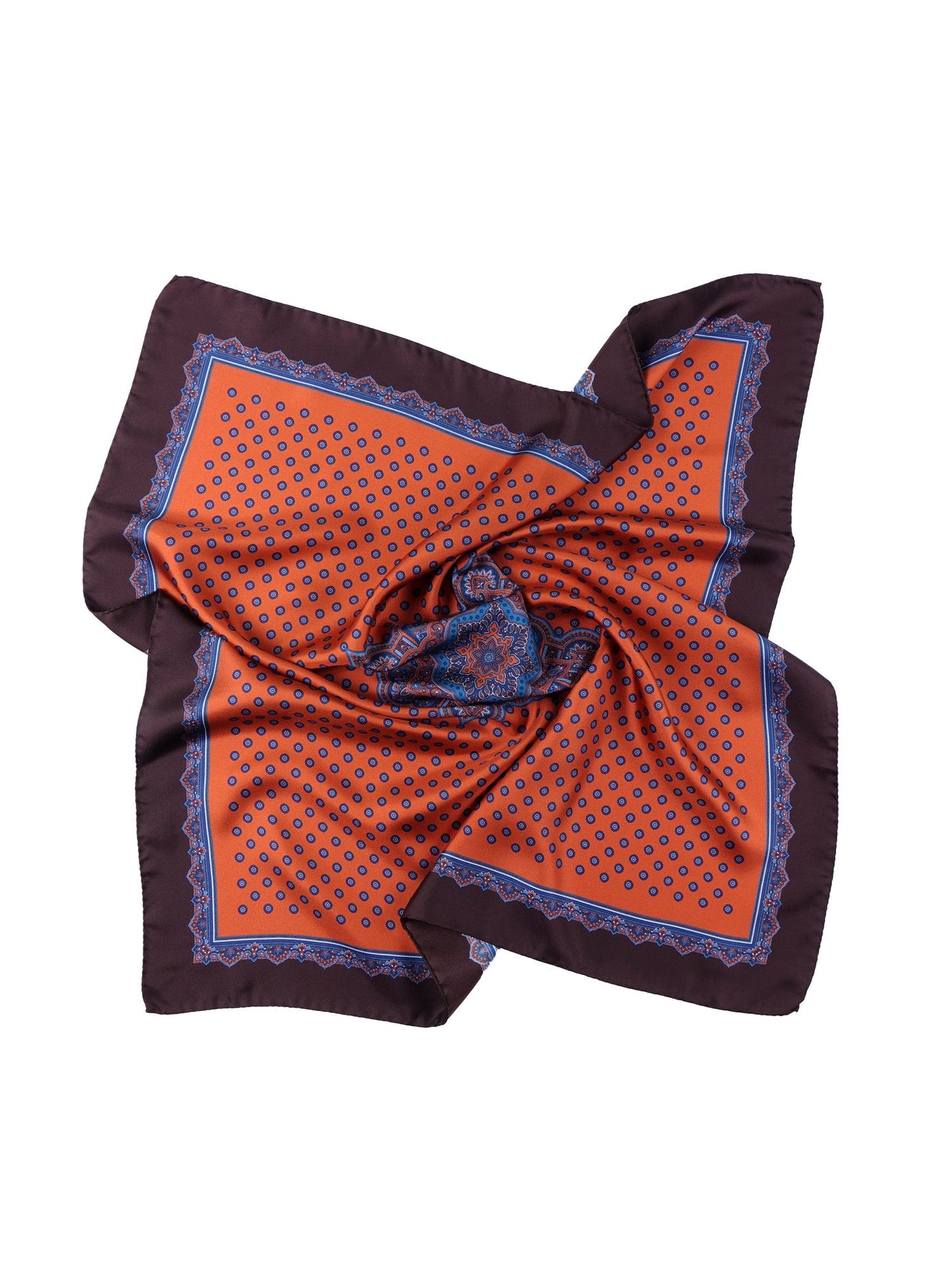 Orange Silk Scarf 70x70cm Printed MELIER