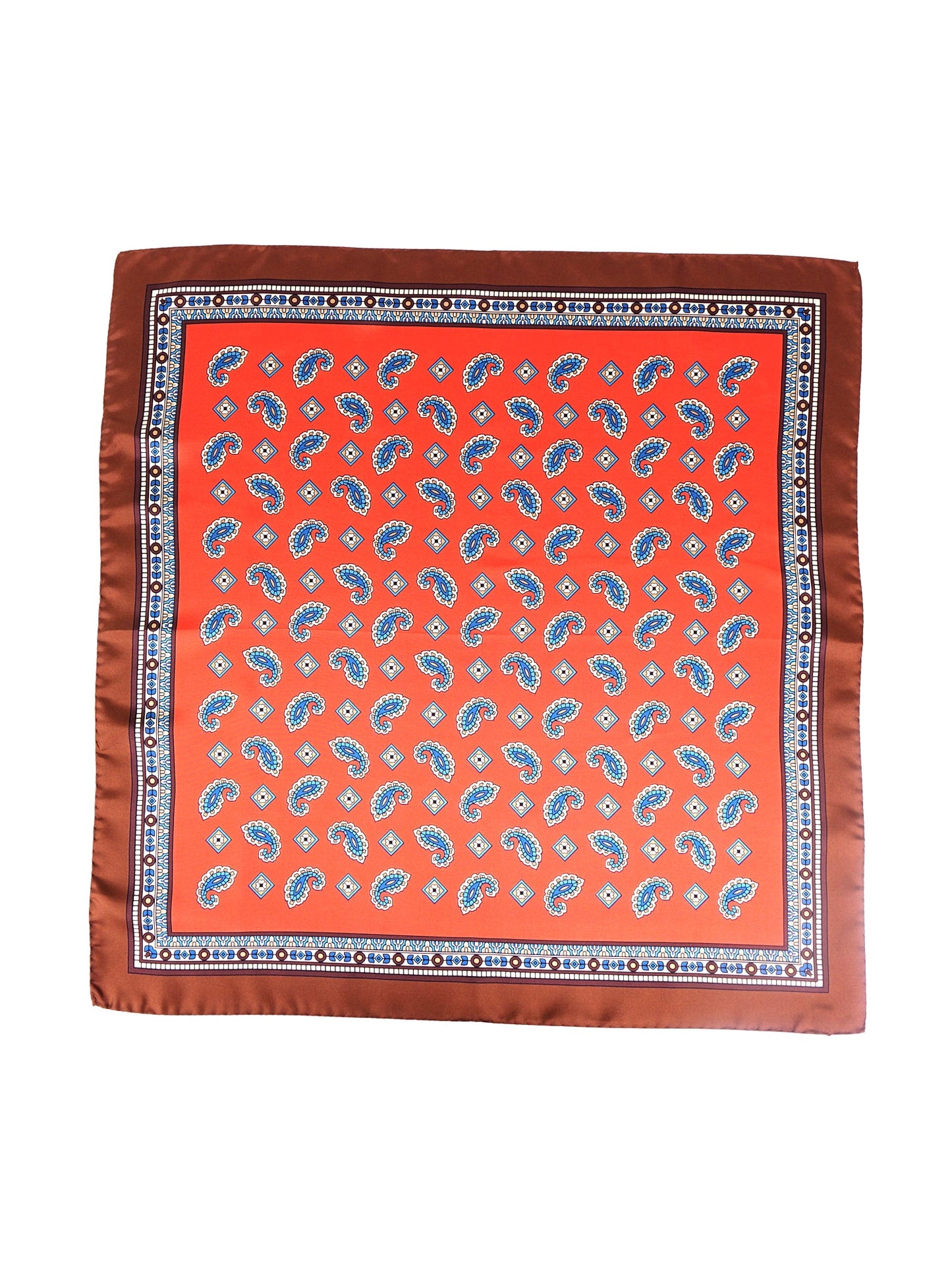 Orange Scarf 70x70cm in Printed Silk FALENA