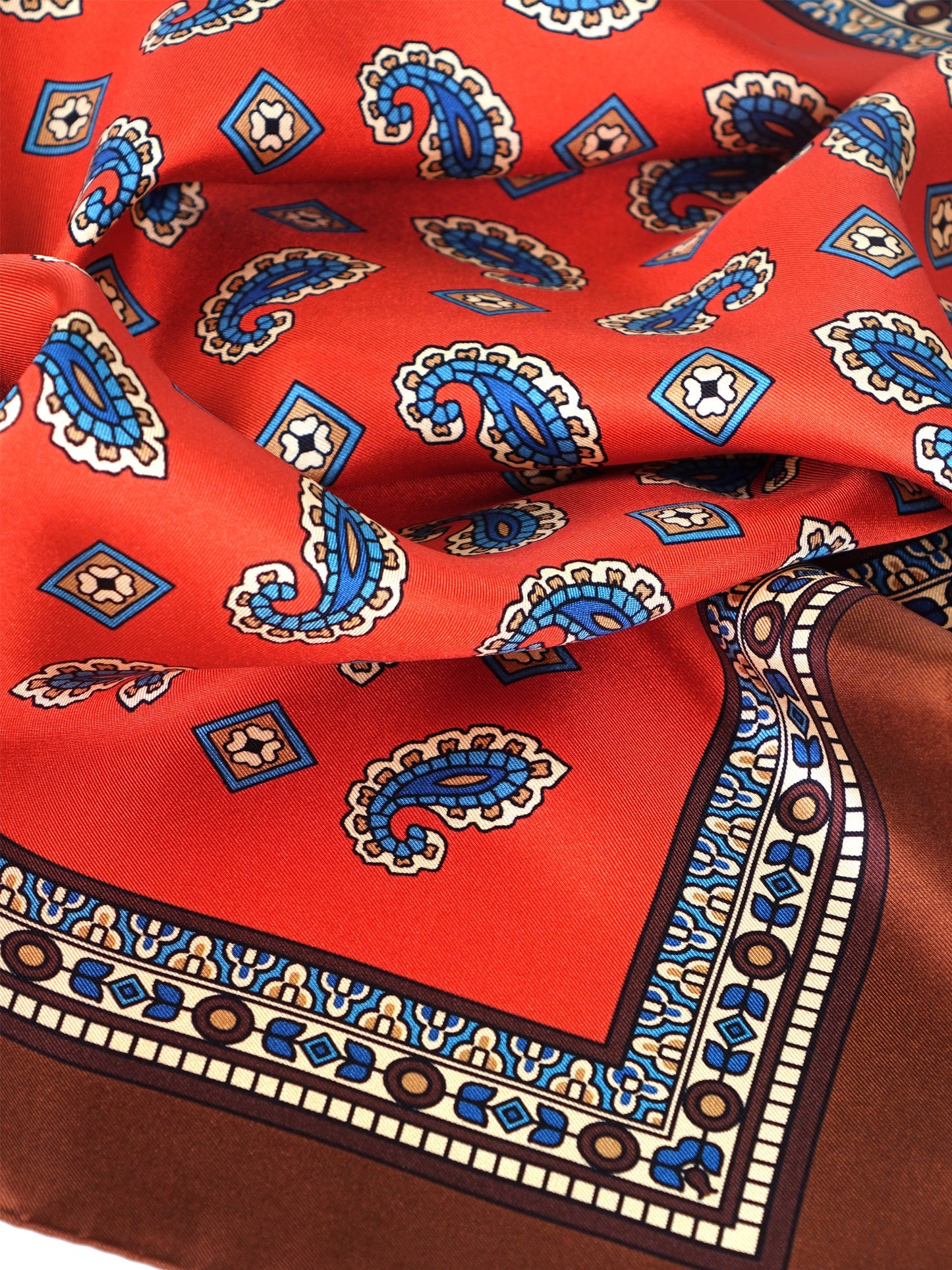 Orange Scarf 70x70cm in Printed Silk FALENA
