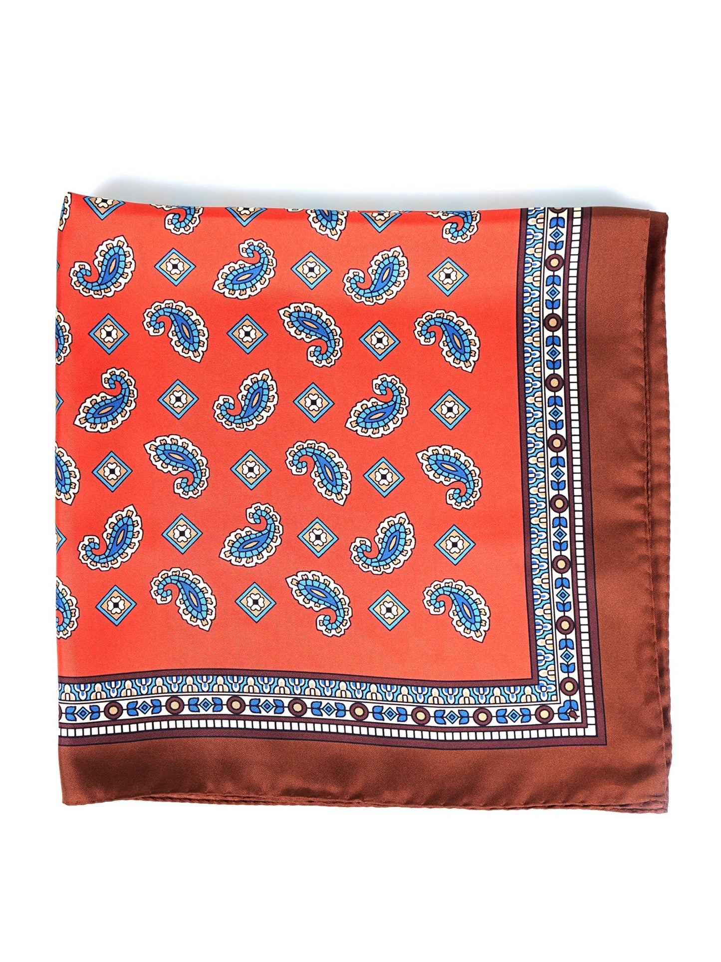 Orange Scarf 70x70cm in Printed Silk FALENA