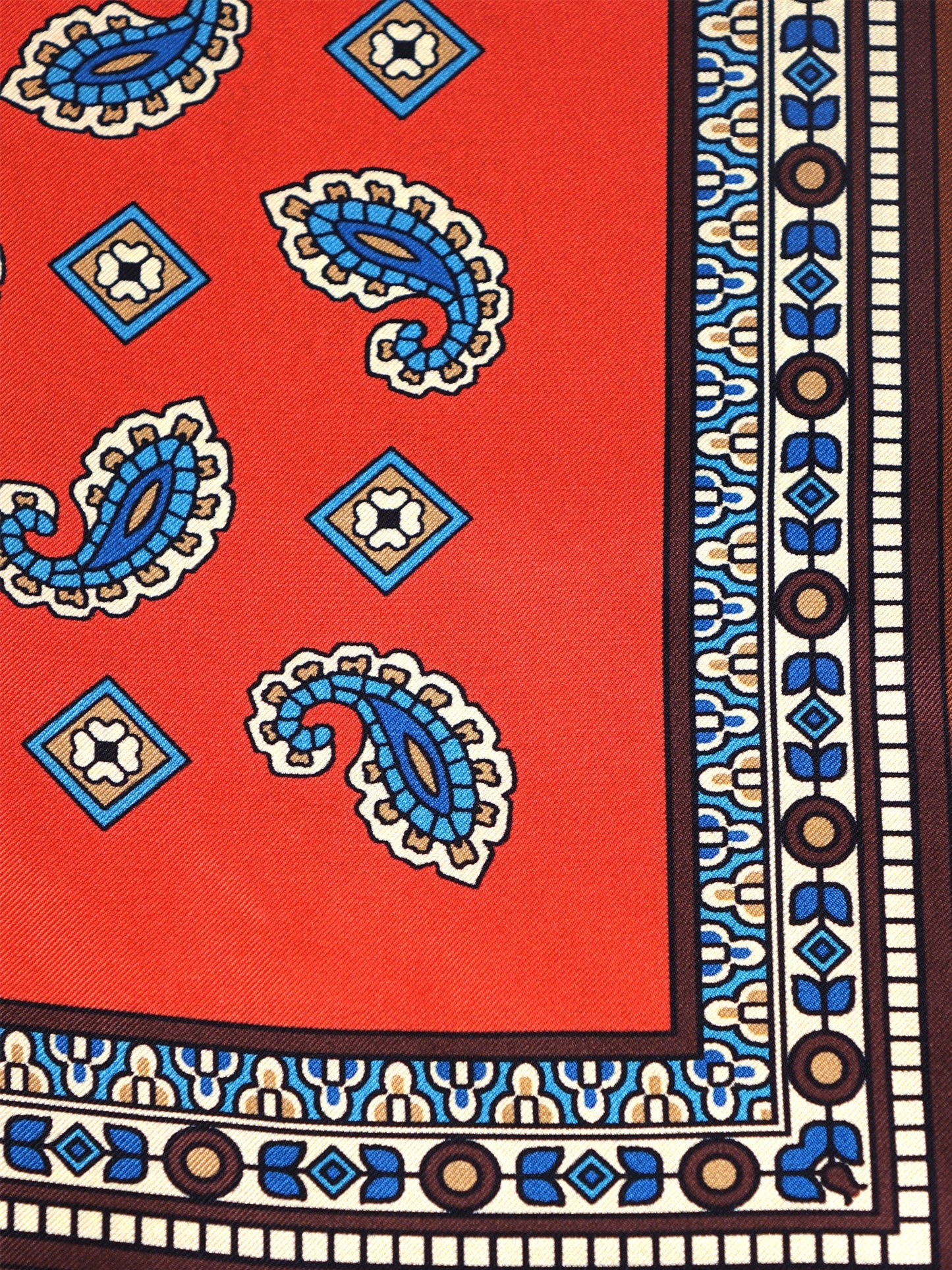 Orange Scarf 70x70cm in Printed Silk FALENA