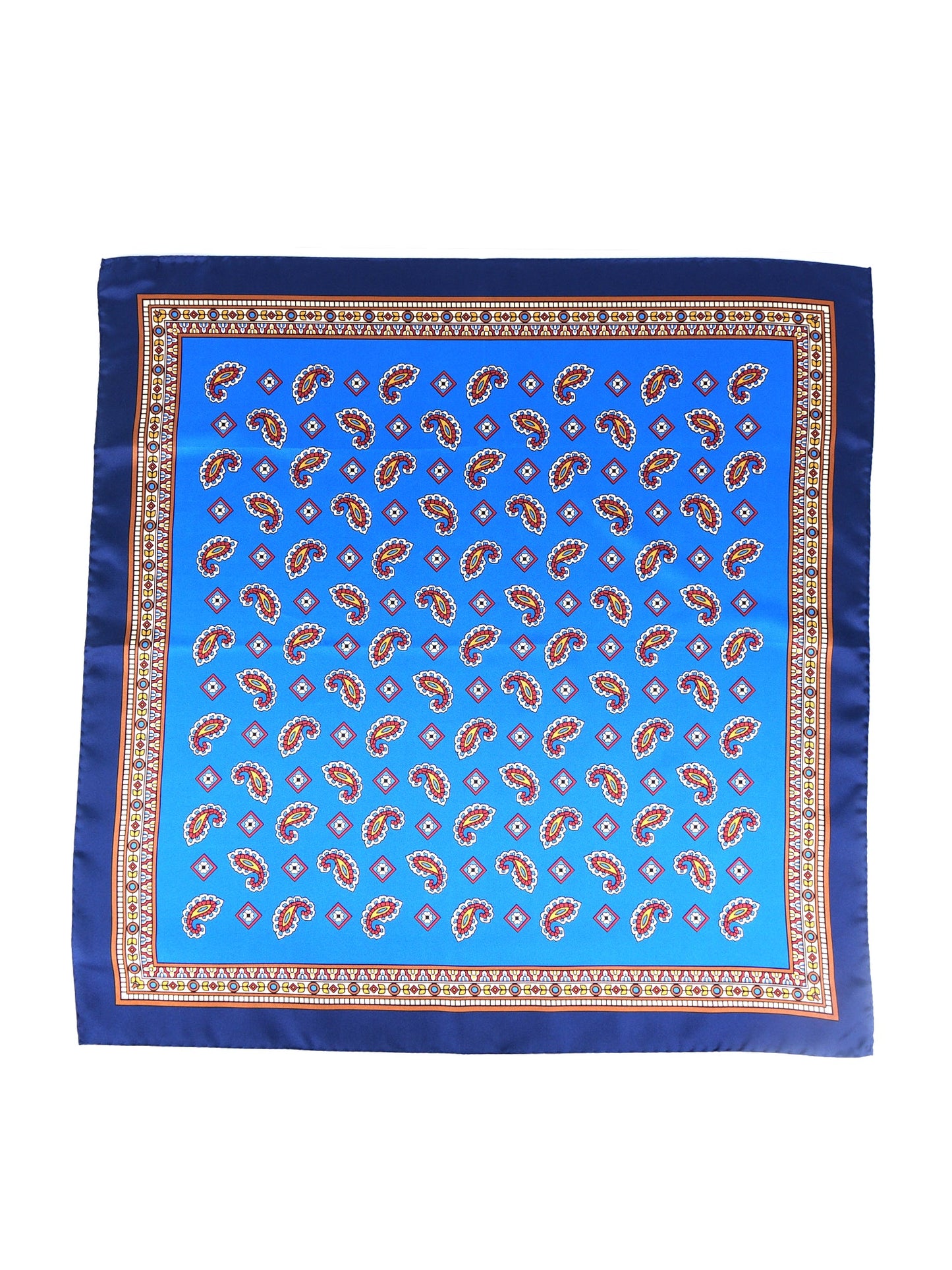 Electric Blue Silk Printed Scarf 70x70cm FALENA