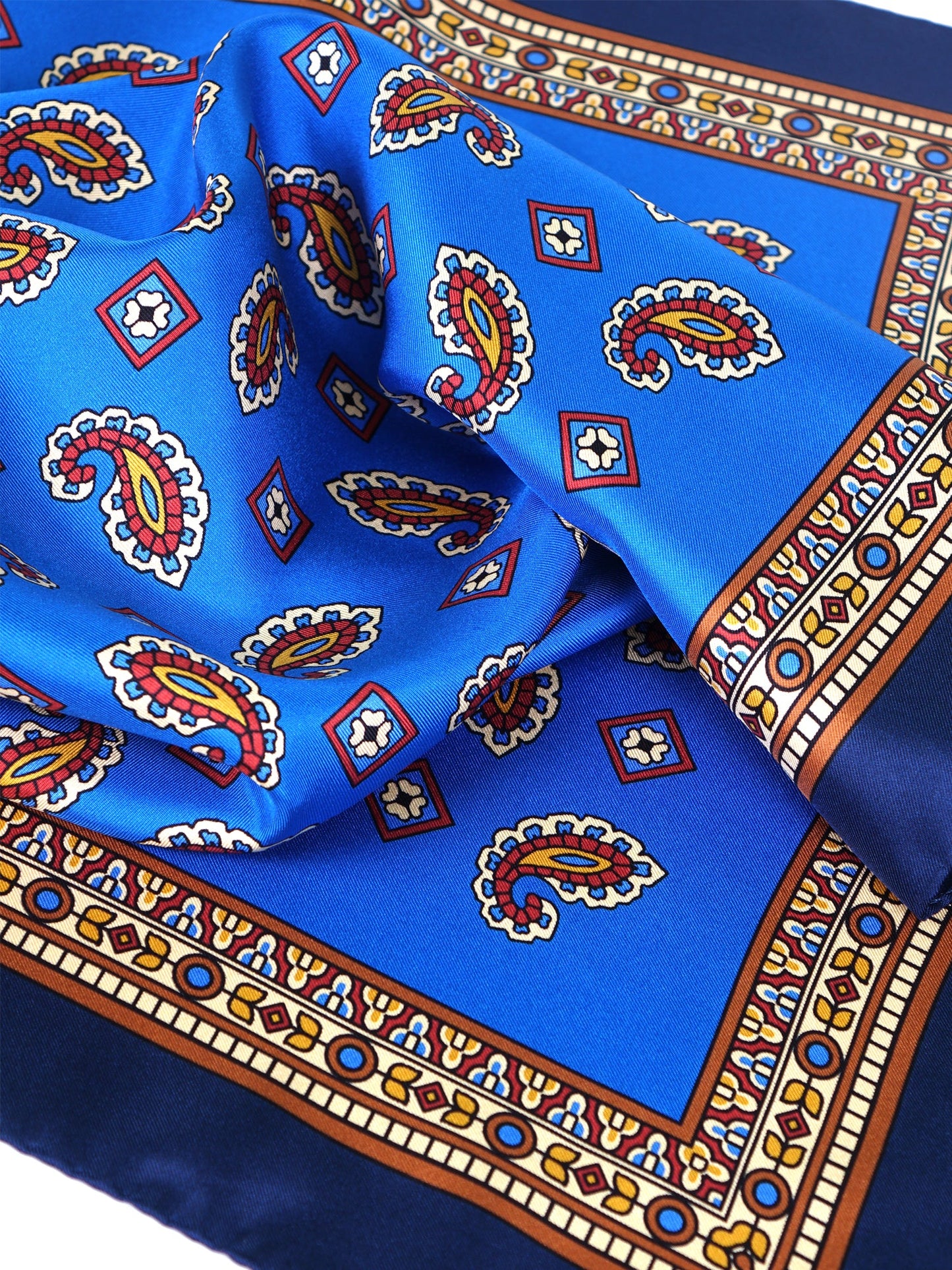 Electric Blue Silk Printed Scarf 70x70cm FALENA