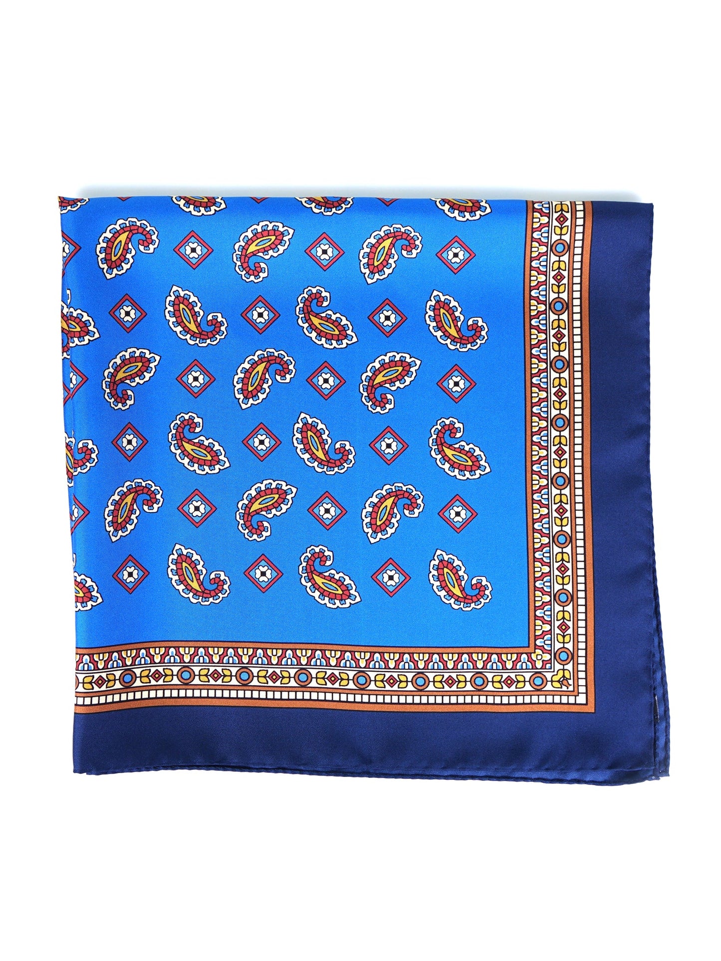 Electric Blue Silk Printed Scarf 70x70cm FALENA