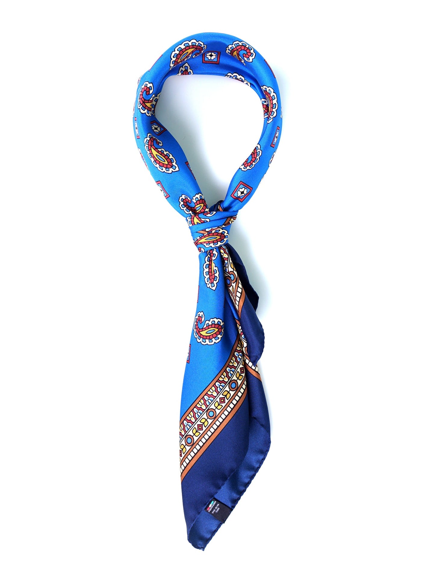 Electric Blue Silk Printed Scarf 70x70cm FALENA