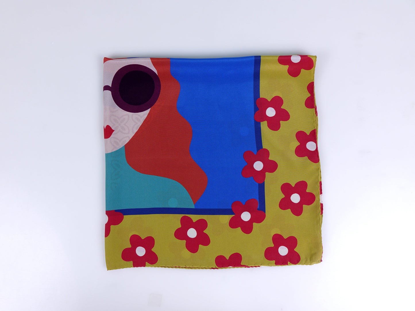 Yellow scarf 70x70cm in crepe printed silk LADY