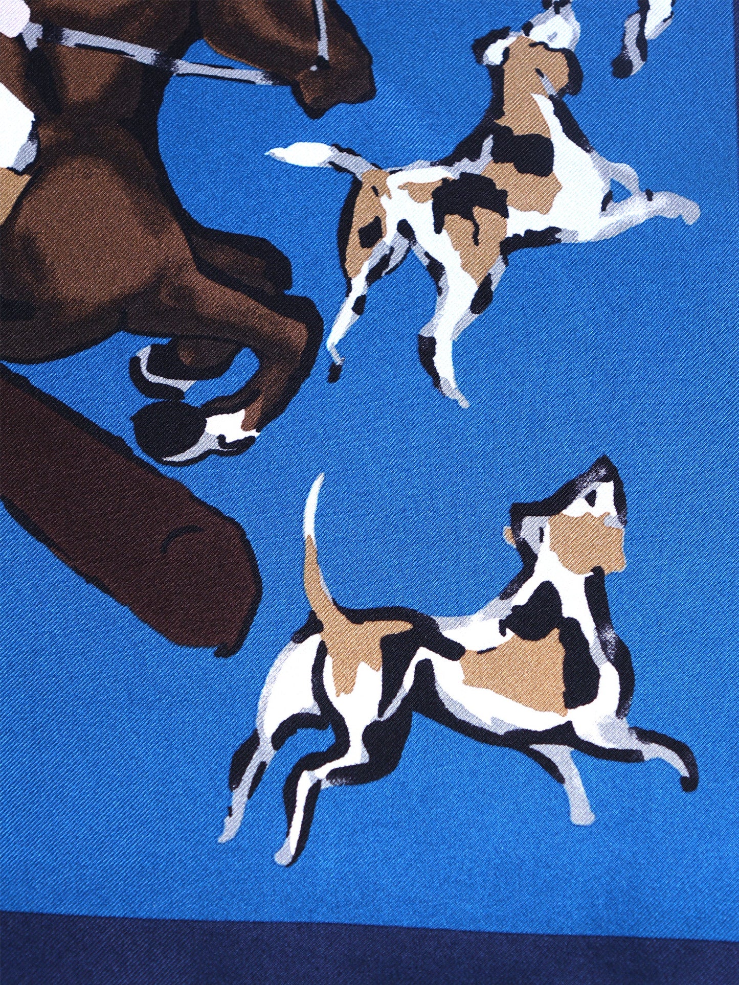 Blue Scarf 70x70cm in Printed Silk HORSES